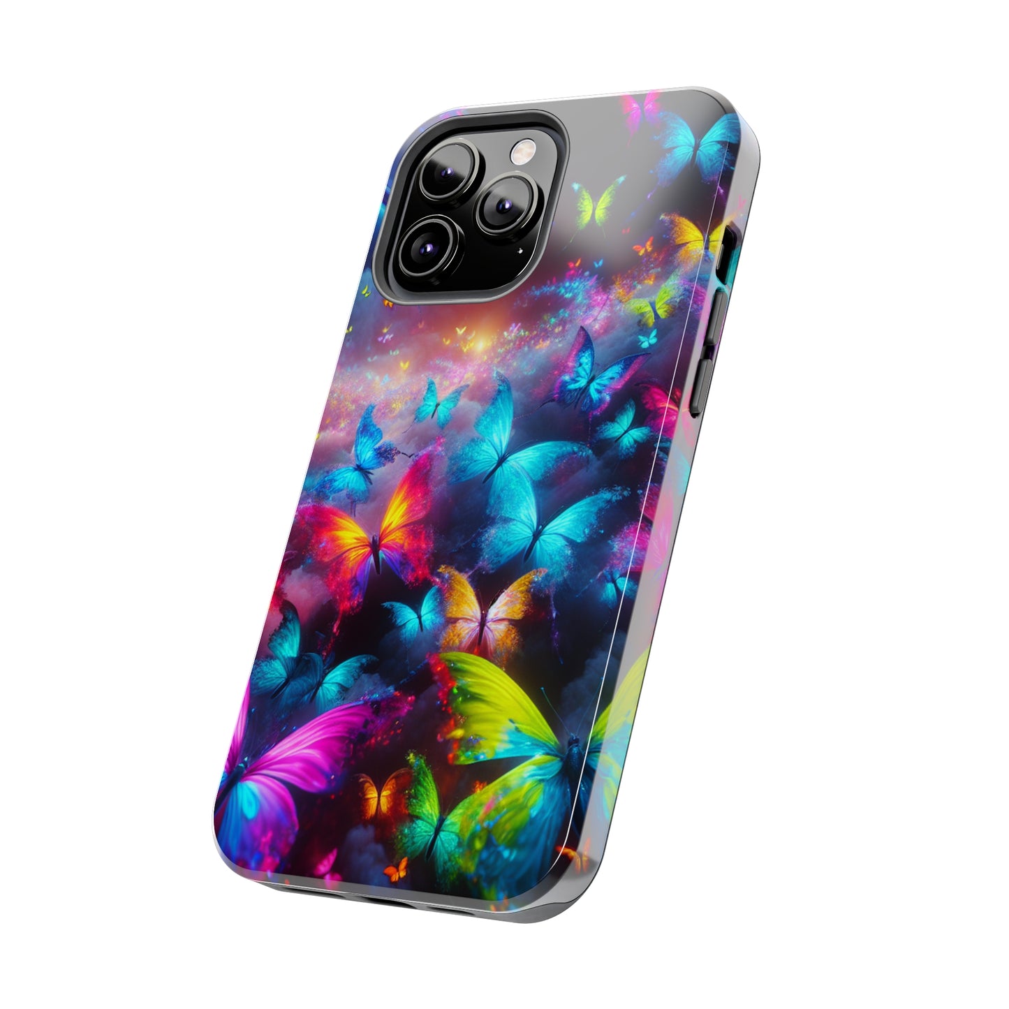 "Neon Flutterings" NEON Butterflies Tough Phone Case Iphone 7 8 9 10 11 12 13 14 SE X XR XS Pro Max Mini Plus