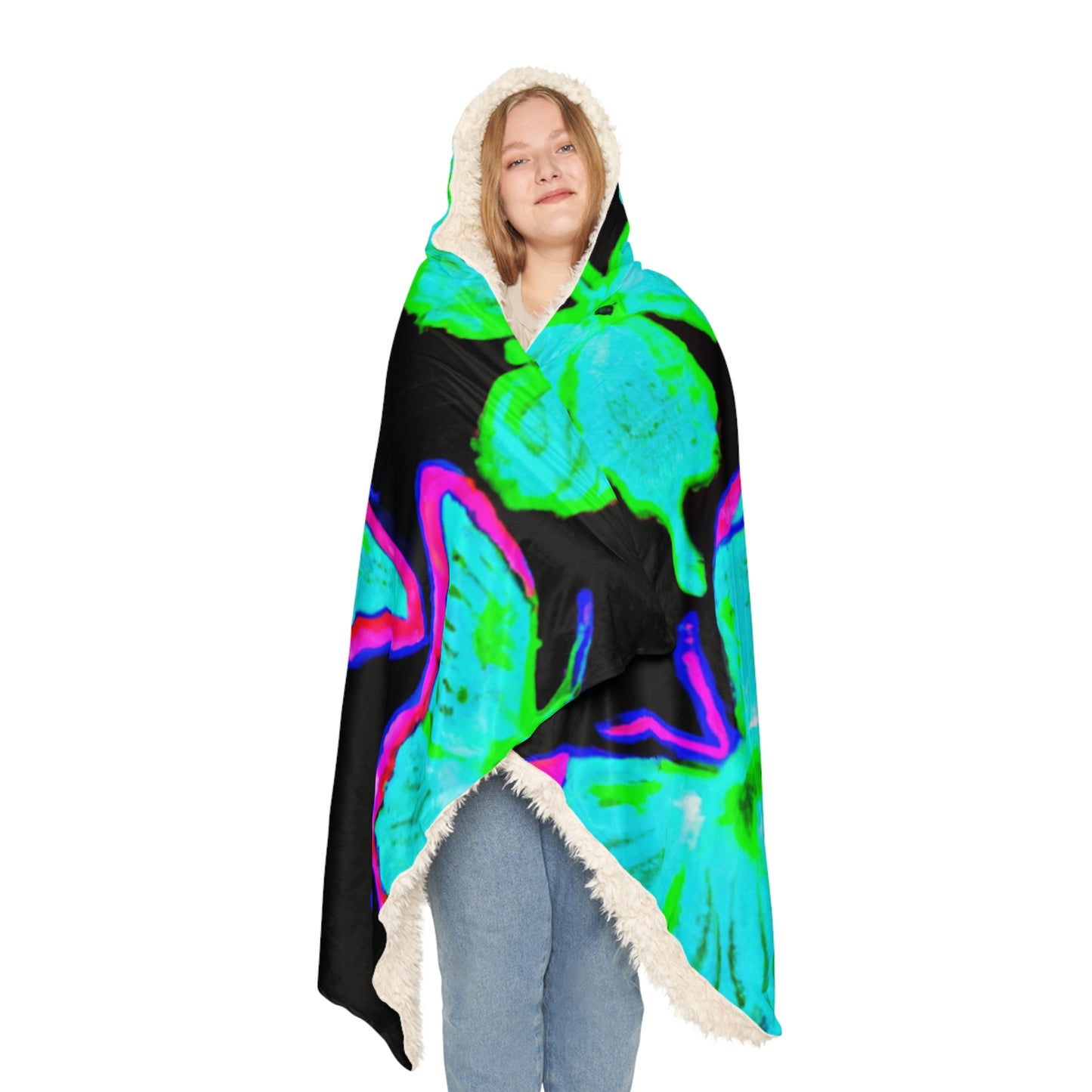 "Aurora's Splendor" - NEON Butterflies Art Hooded Snuggle Blanket