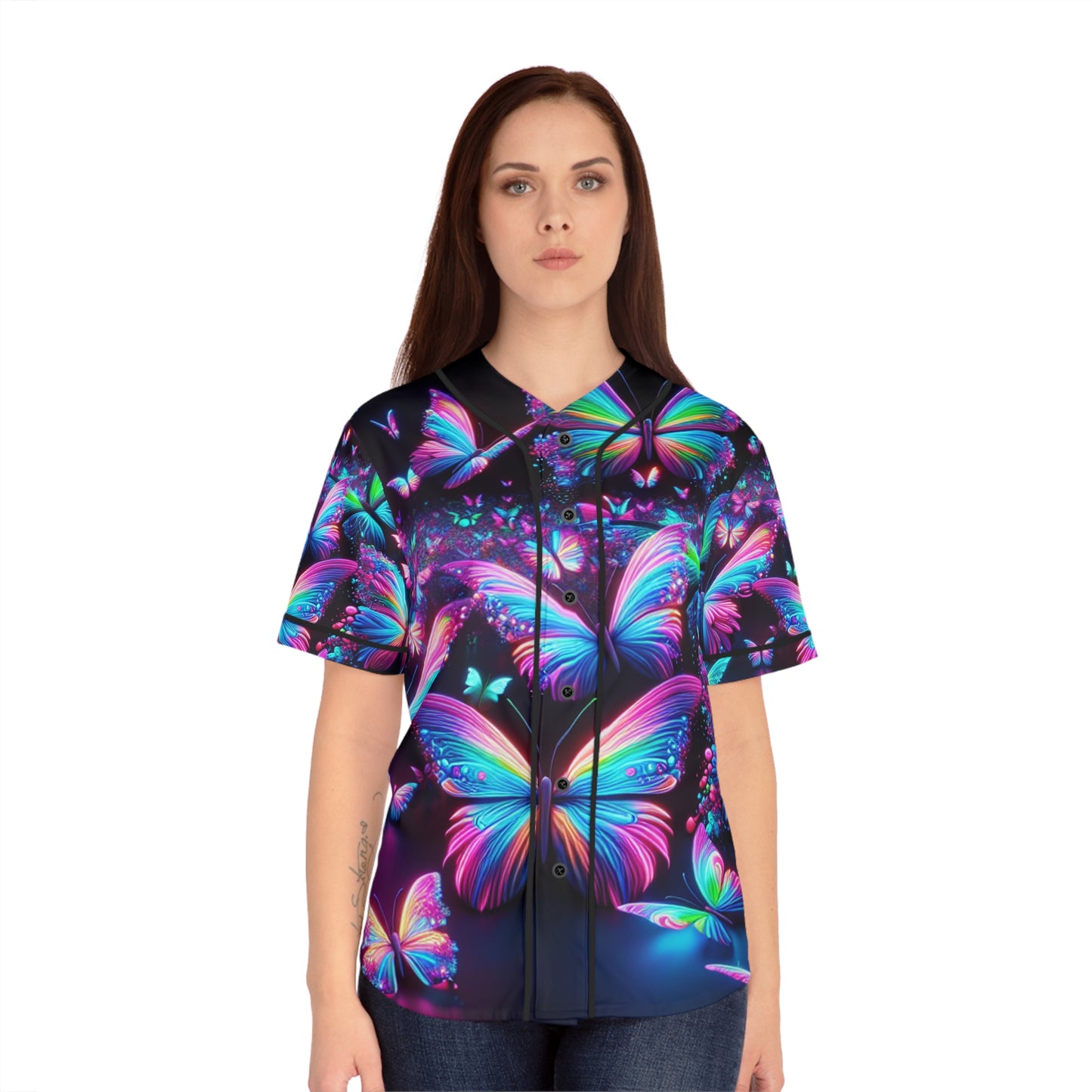 Neon Dreamscape Butterflies Neon Butterflies Womans Jersey