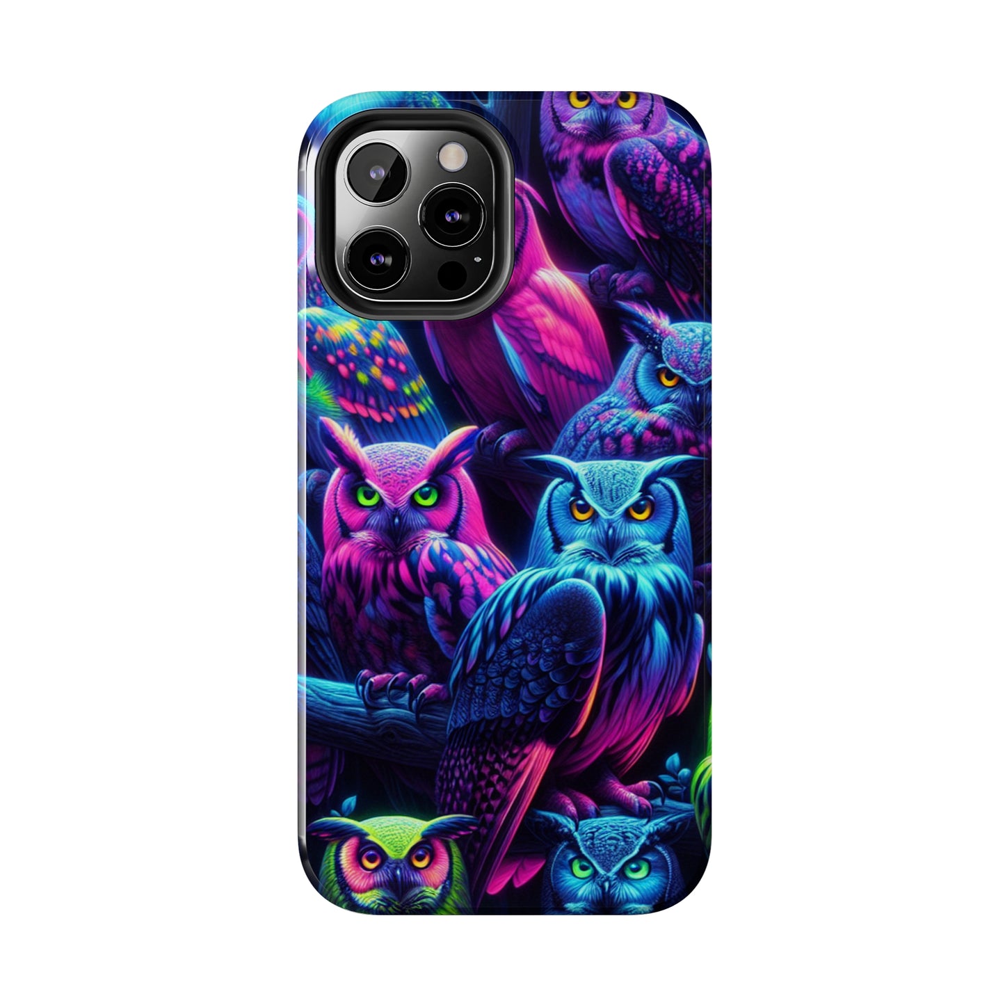 "Vivid Neon Nocturnal Symphony" NEON Owls Tough Phone Case