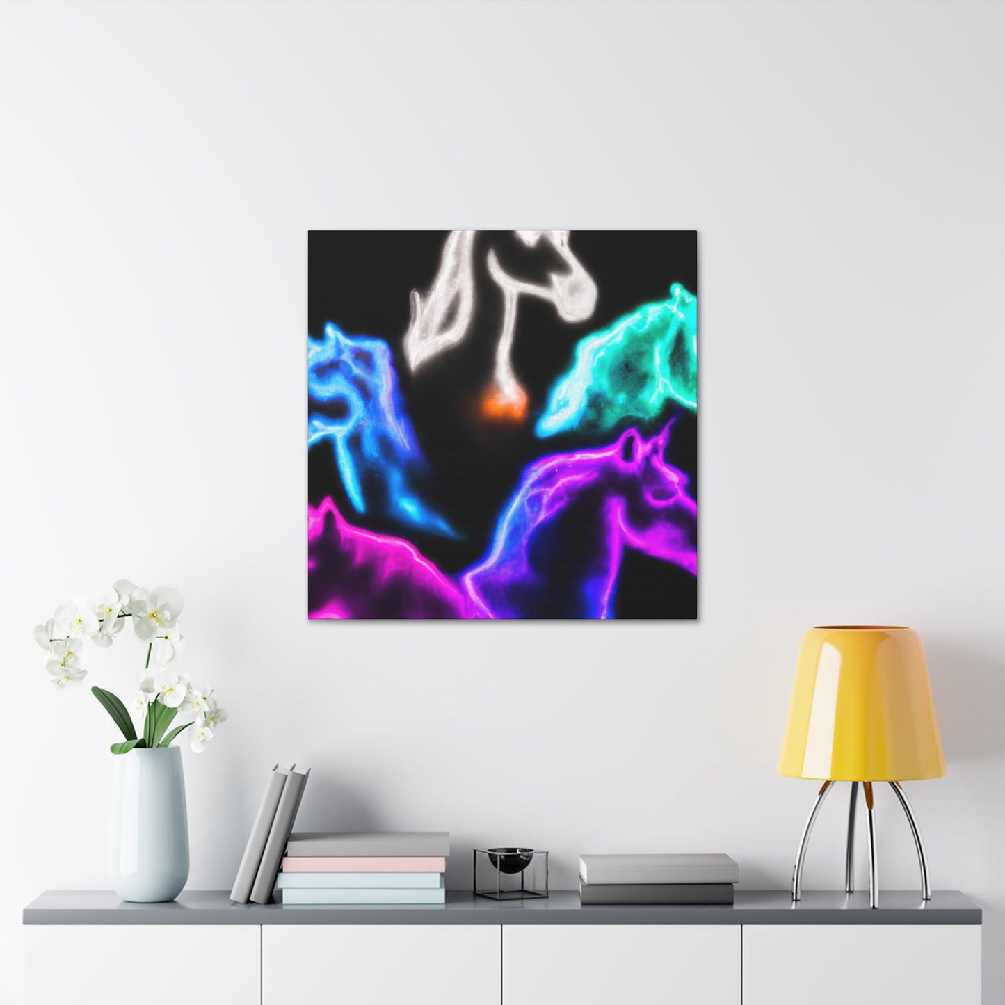 "Neon Harmony" NEON Unicorns Art Canvas