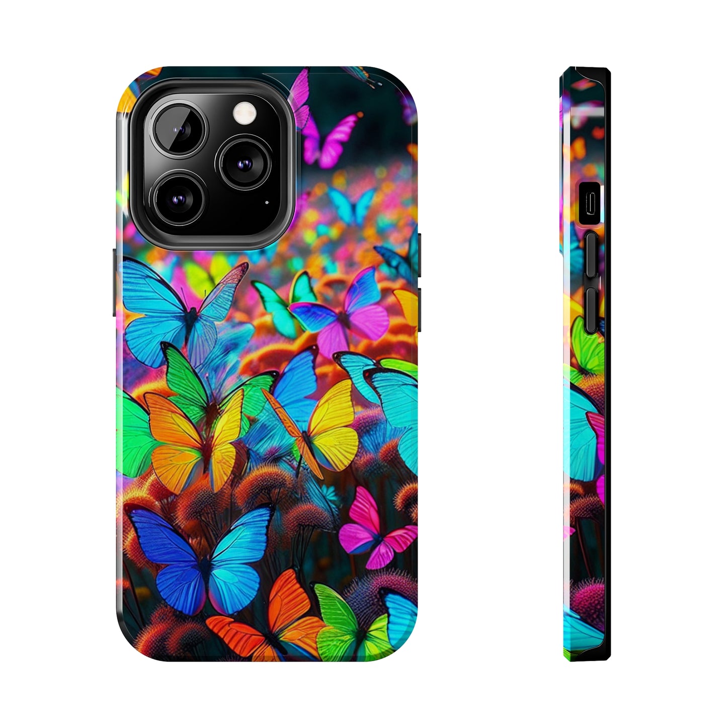 "Neon Butterfly Mural" NEON Butterflies Tough Phone Case Iphone 6 7 8 9 10 11 12 13 14 SE X XR XS Pro Max Mini Plus