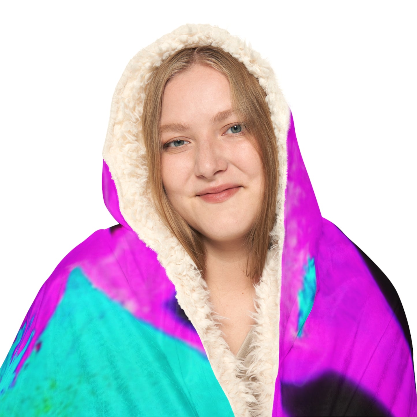 "Neon Dreamscape" - NEON Unicorns Art Hooded Snuggle Blanket