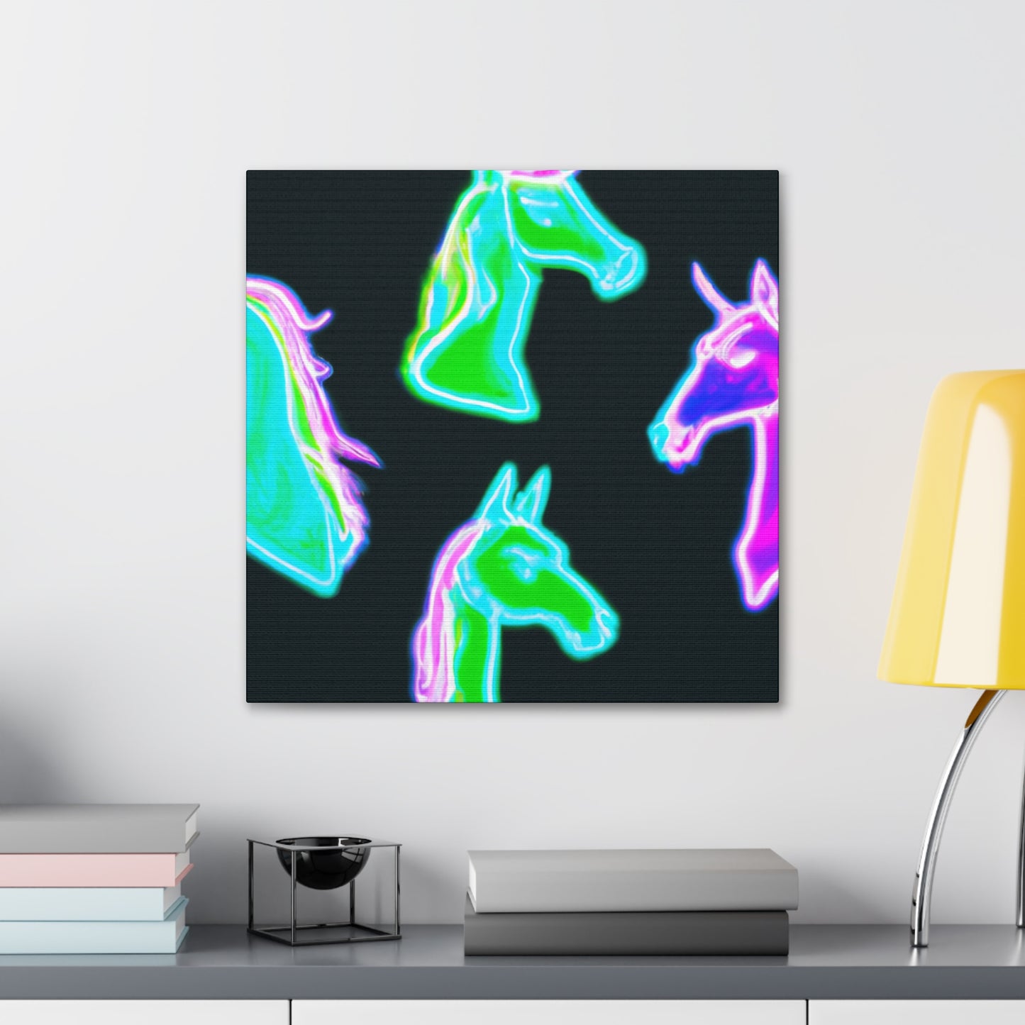 Vivid Nocturnal Unicorns. NEON Unicorns Art Canvas