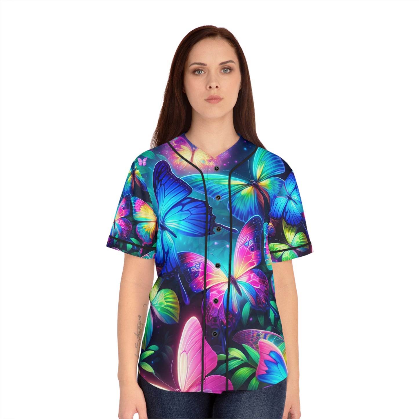 "Butterfly Glitz" Neon Butterflies Womans Jersey