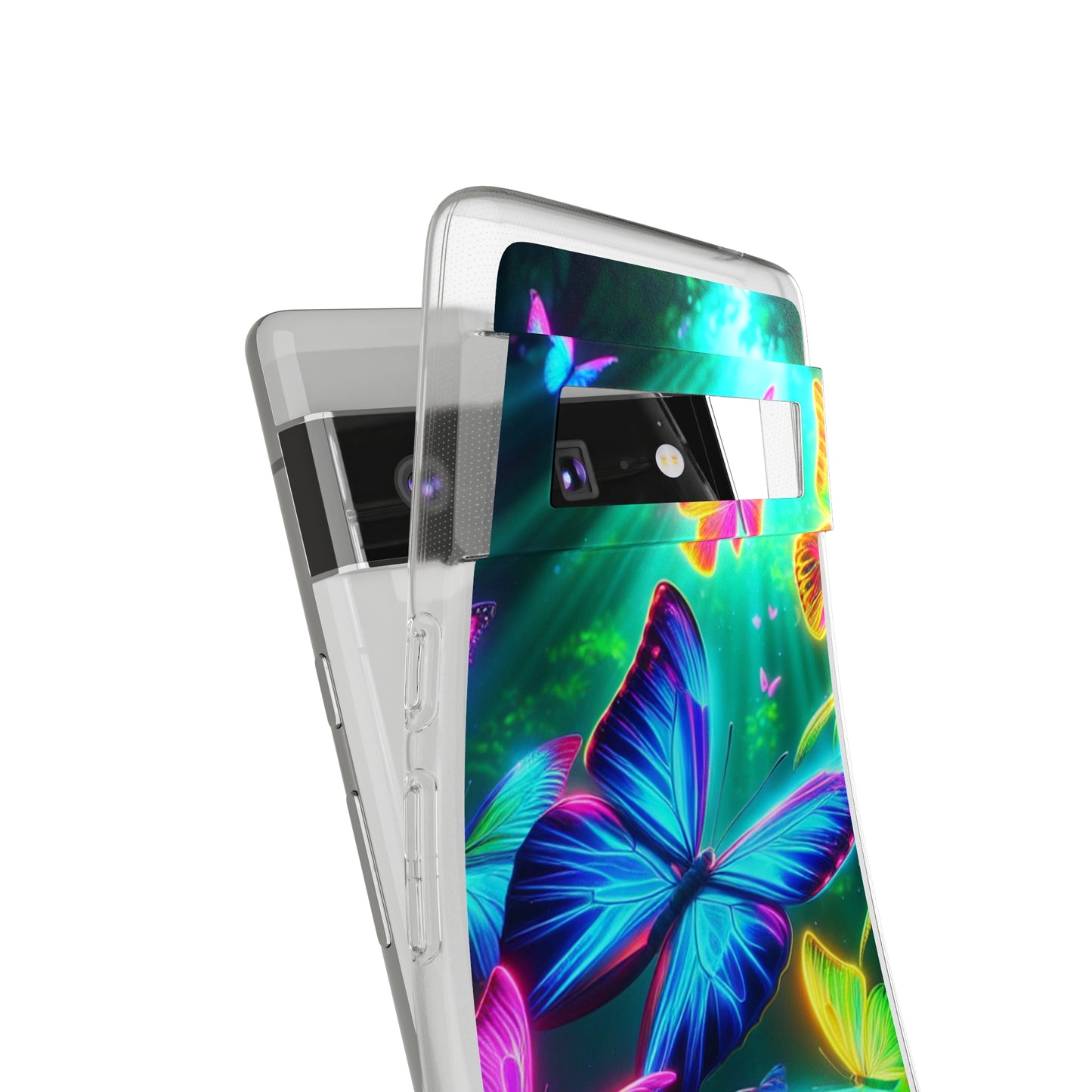 "Vivid Neon Flyaways" NEON Butterflies Art Polycarbonate Phone Case Samsung Galaxy s21 s22 Google Pixel 6 Iphone 11 12 13 14 Pro Max Mini Plus