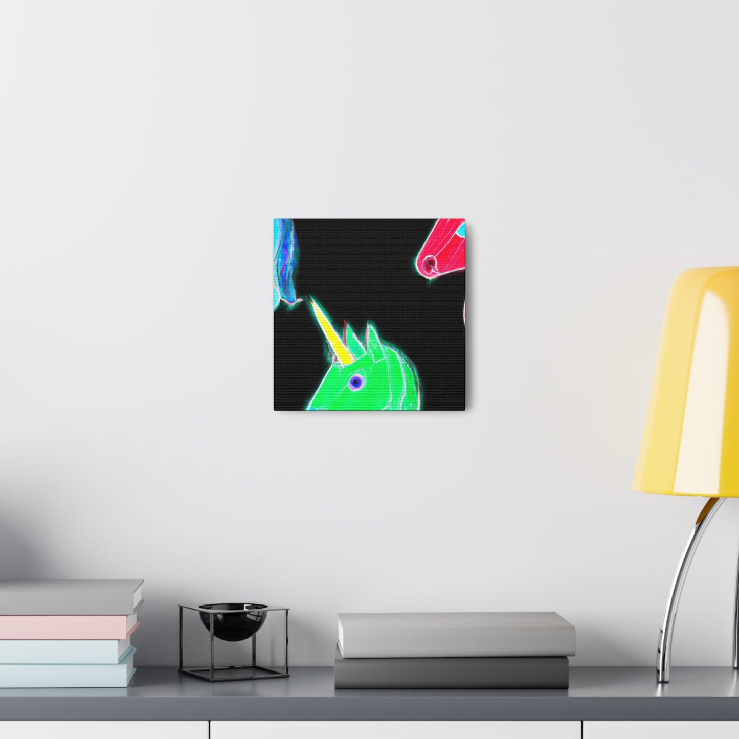 "Neon Rainbow Unicorn Cluster" NEON Unicorns Art Canvas