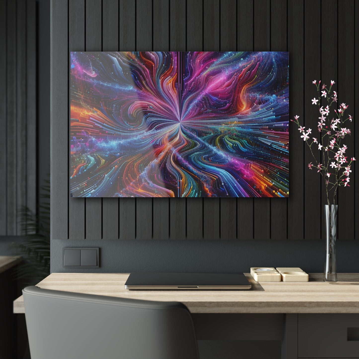 Cosmic Chromatic Splendor. Trippy infinity Pattern 1/4" Glossy Acrylic Art