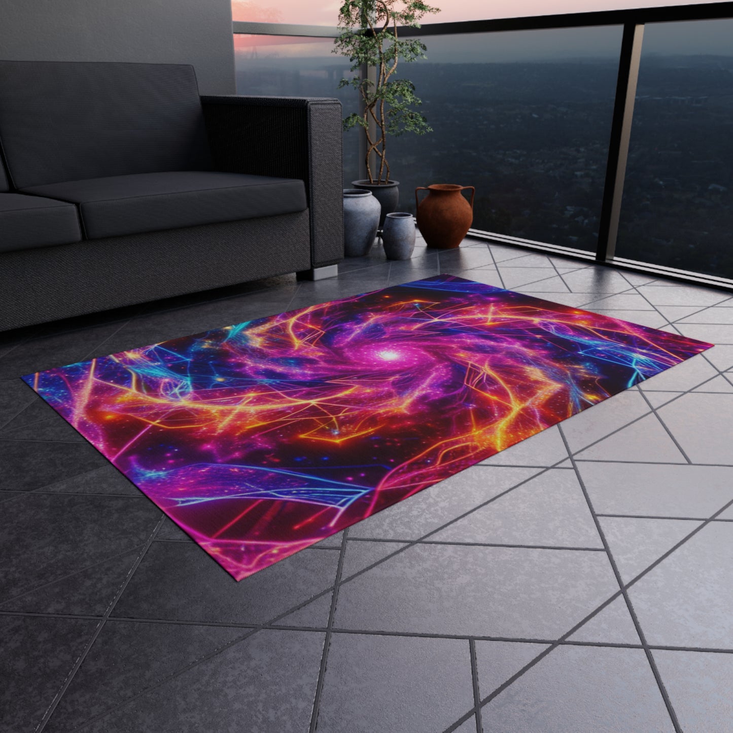 Neon Infinity Fantasia. Infinity Patterns Outdoor Rug