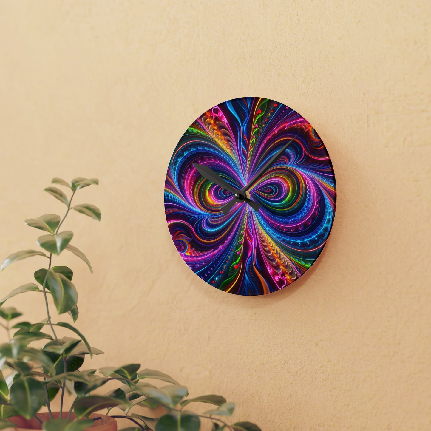 "Infinite Neon Bliss" Infinity Patterns Art Acrylic Clock