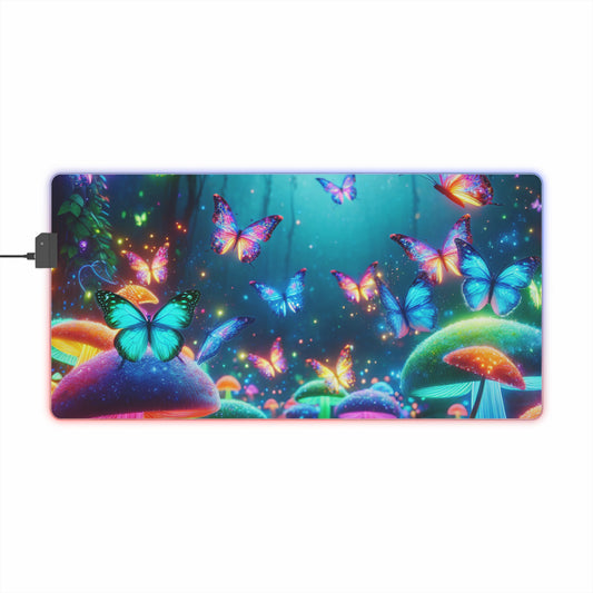 Luminous Neon Haze NEON Butterflies and Mushrooms LED Mousepad