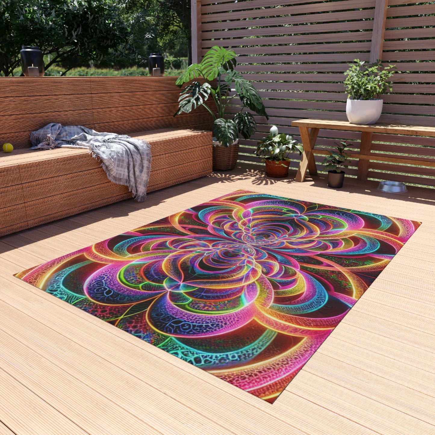 Neon Infinity Splatter-scape. Infinity Patterns Outdoor Rug