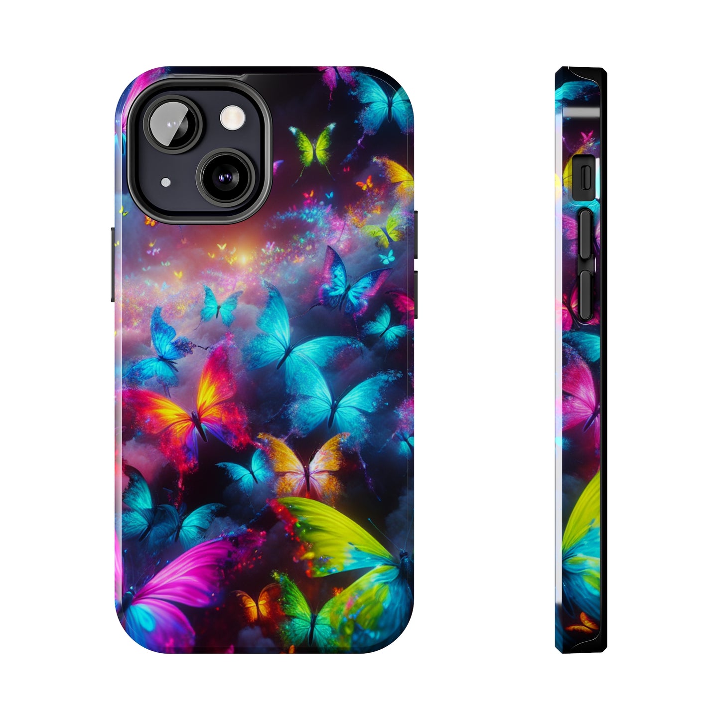 "Neon Flutterings" NEON Butterflies Tough Phone Case Iphone 7 8 9 10 11 12 13 14 SE X XR XS Pro Max Mini Plus