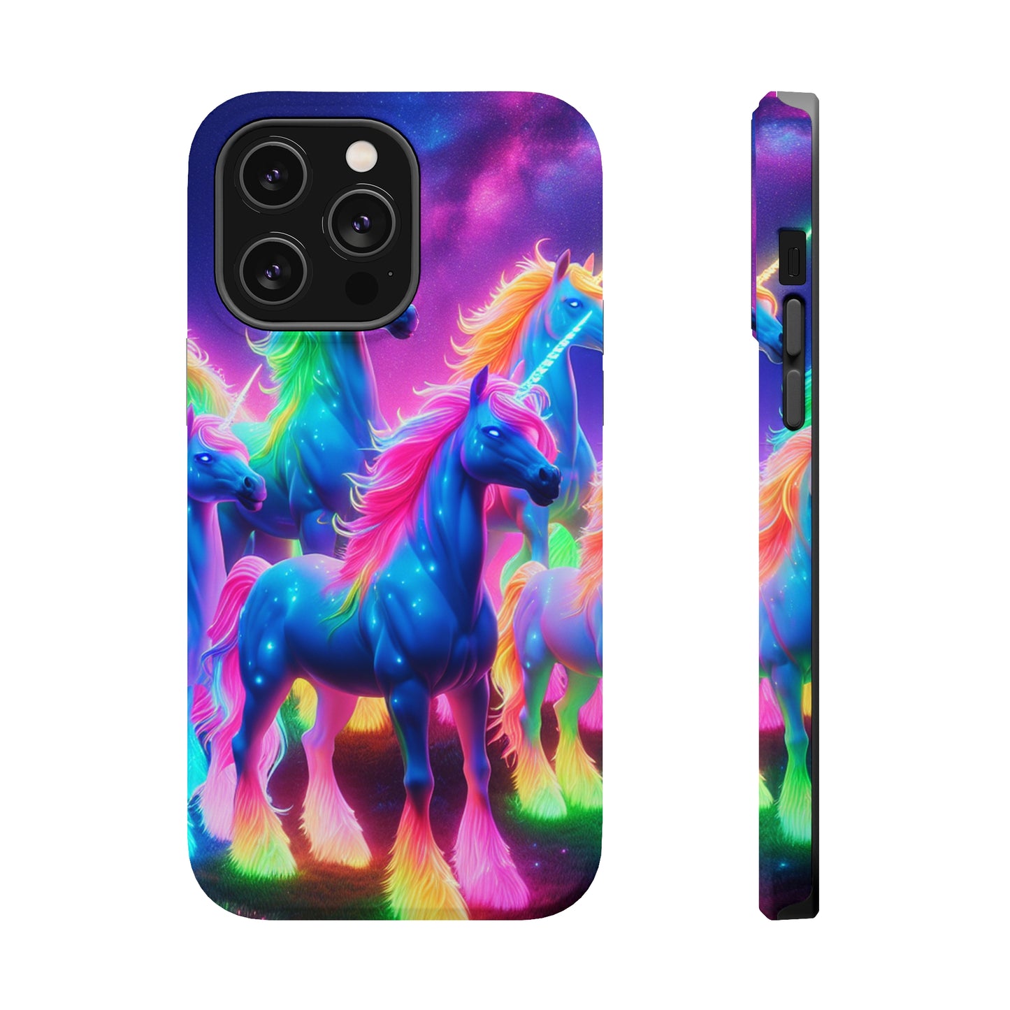 Neon Unicorn Congregation Neon Unicorns Premium Art Magsafe Magnet Tough IPhone 13 14 15 Pro Plus Max and Mini in Matte and Glossy Phone cases