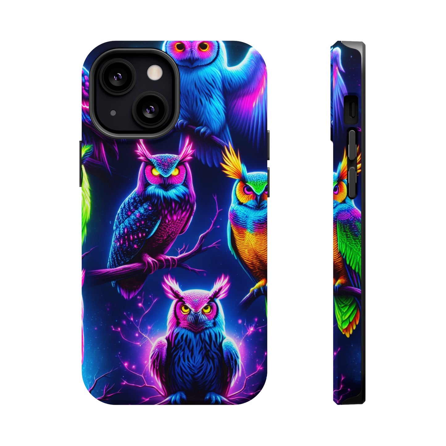Neon Owlfection. Neon Owls Premium Art Magsafe Magnet Tough IPhone 13 14 15 Pro Plus Max and Mini in Matte and Glossy Phone cases