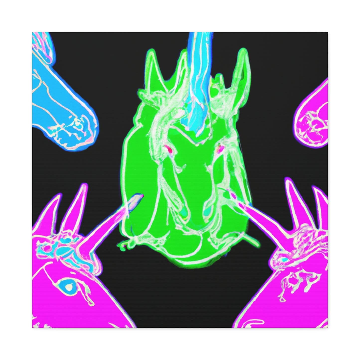 "Cosmic Mysticism" NEON Unicorns Art Canvas