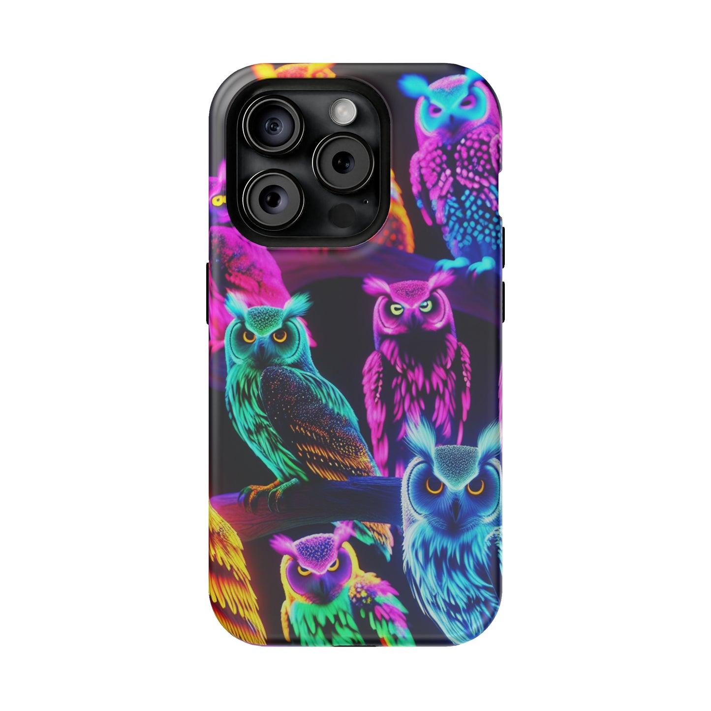 Neon Night Owls. Neon Owls Premium Art Magsafe Magnet Tough IPhone 13 14 15 Pro Plus Max and Mini in Matte and Glossy Phone cases
