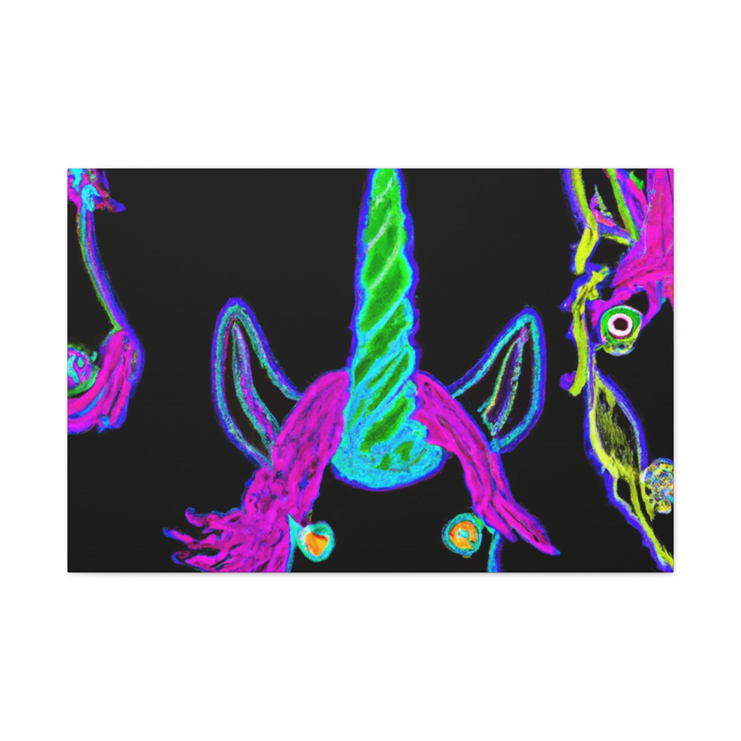 Vibrant Neon Magic. NEON Unicorns Art Canvas