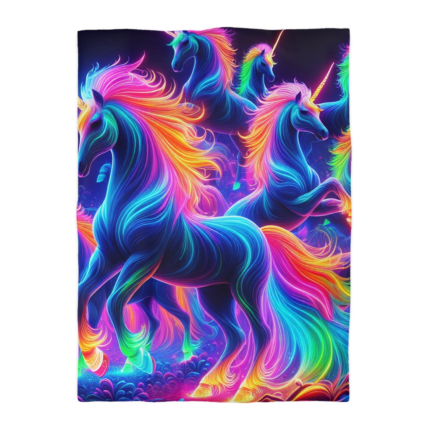 Mariano Filoteo - NEON Unicorns Microfiber Duvet Cover