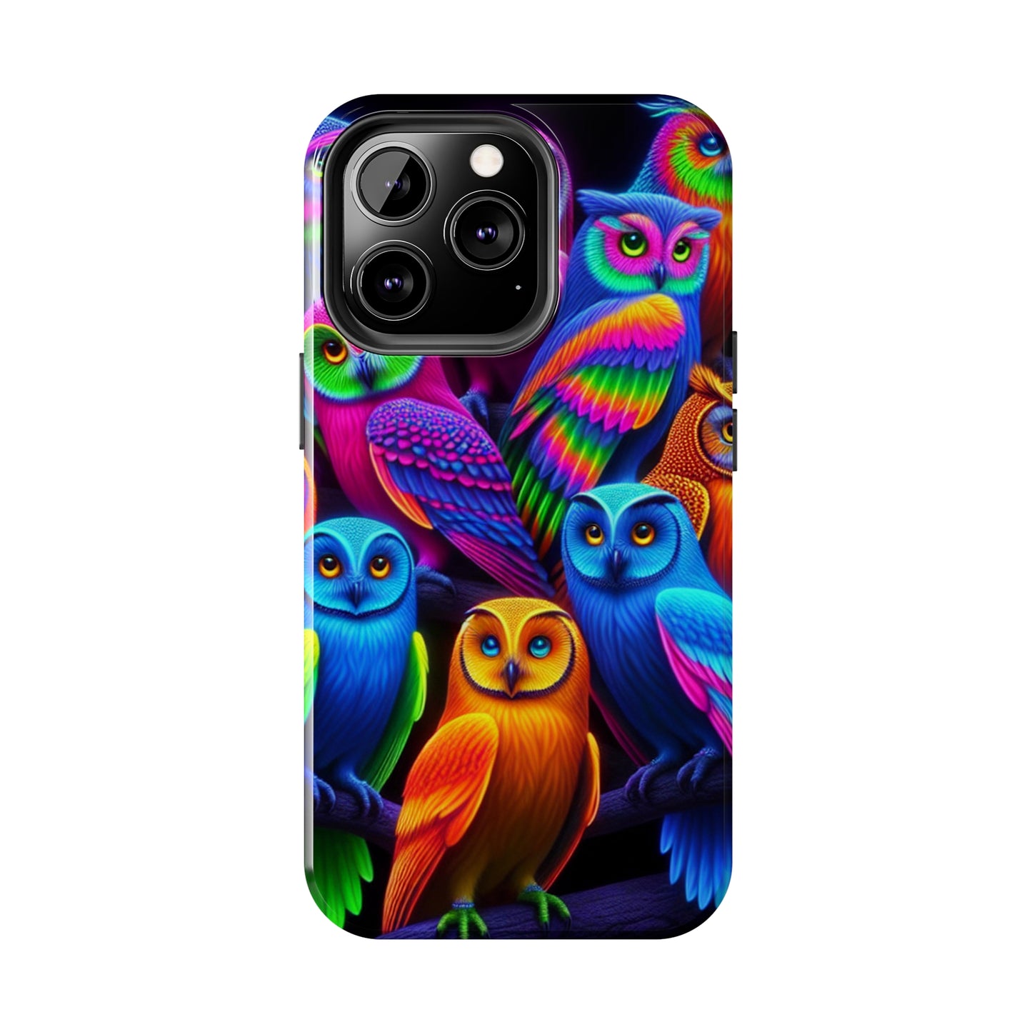 "Electric Vivid Night Owls" NEON Owls Tough Phone Case
