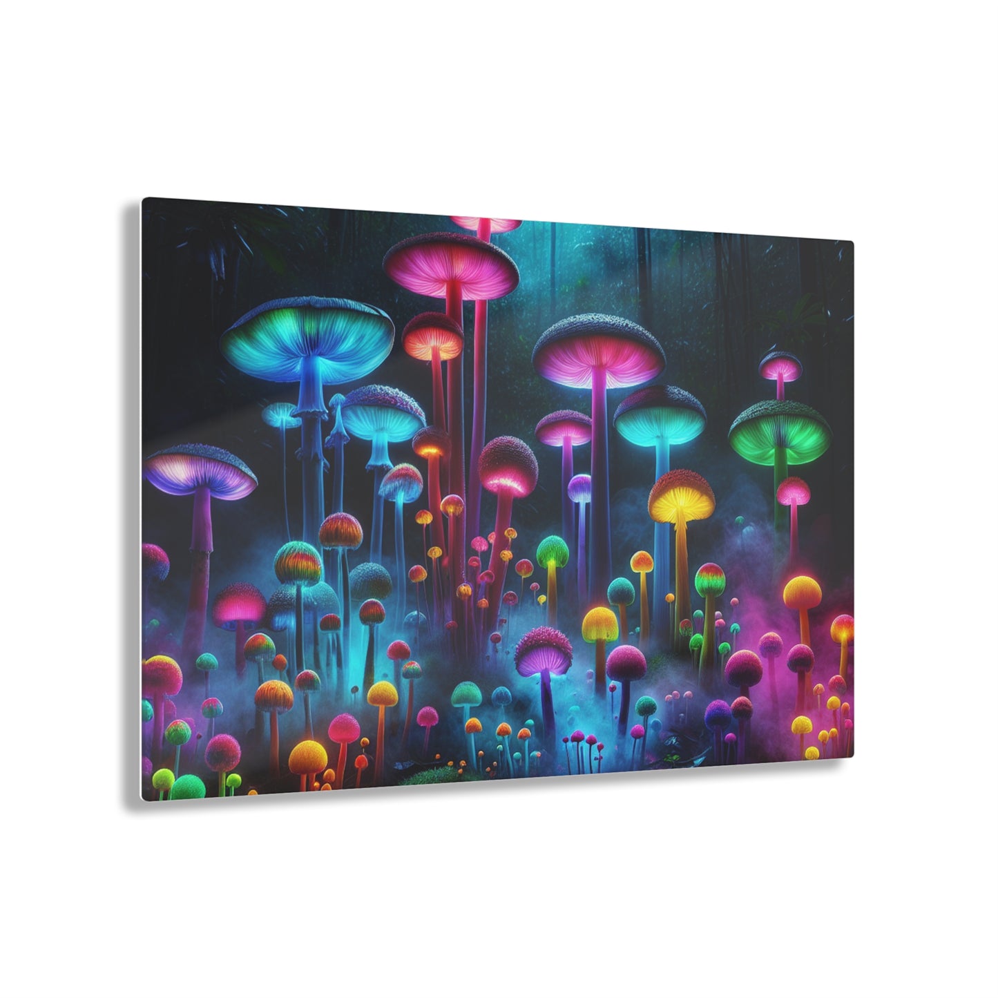 Neon Fungal Fusion. Mushrooms 1/4" Glossy Acrylic Art