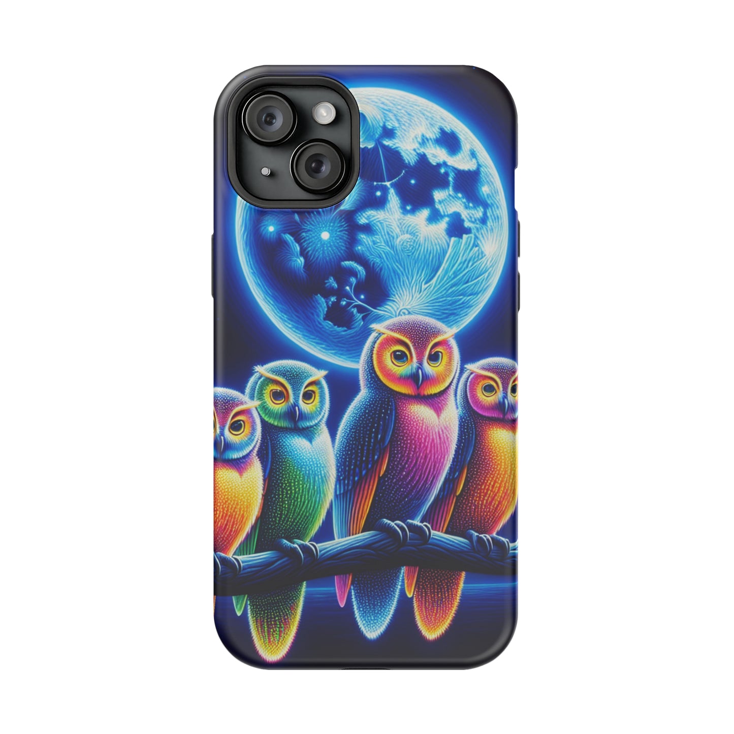 Neon Nocturnal Orbitals. Neon Owls Premium Art Magsafe Magnet Tough IPhone 13 14 15 Pro Plus Max and Mini in Matte and Glossy Phone cases