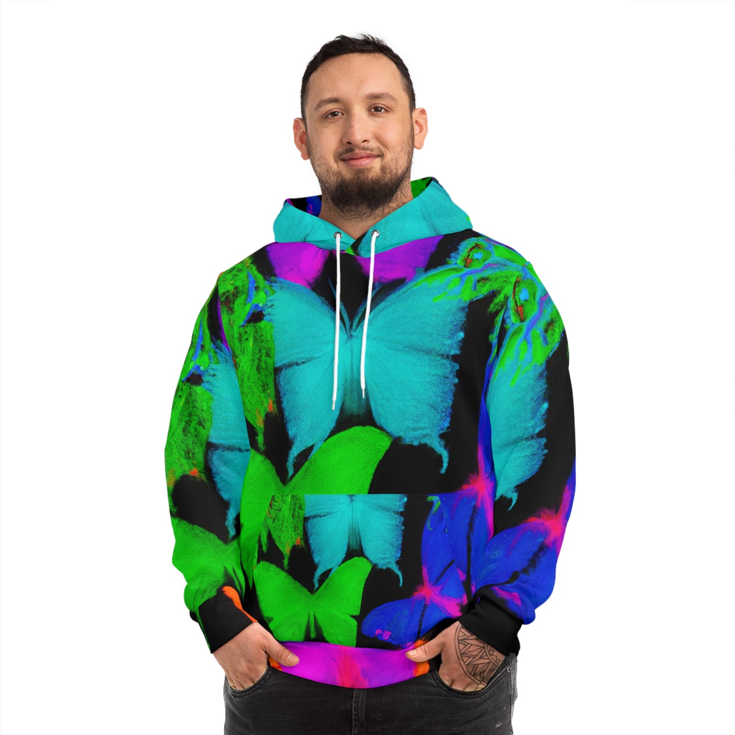 "Neon Flight Fantasy" - Butterflies AOP Hoodie