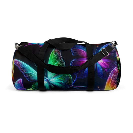 "Neon Rainbow Flight" - Neon Butterflies Duffle Bag
