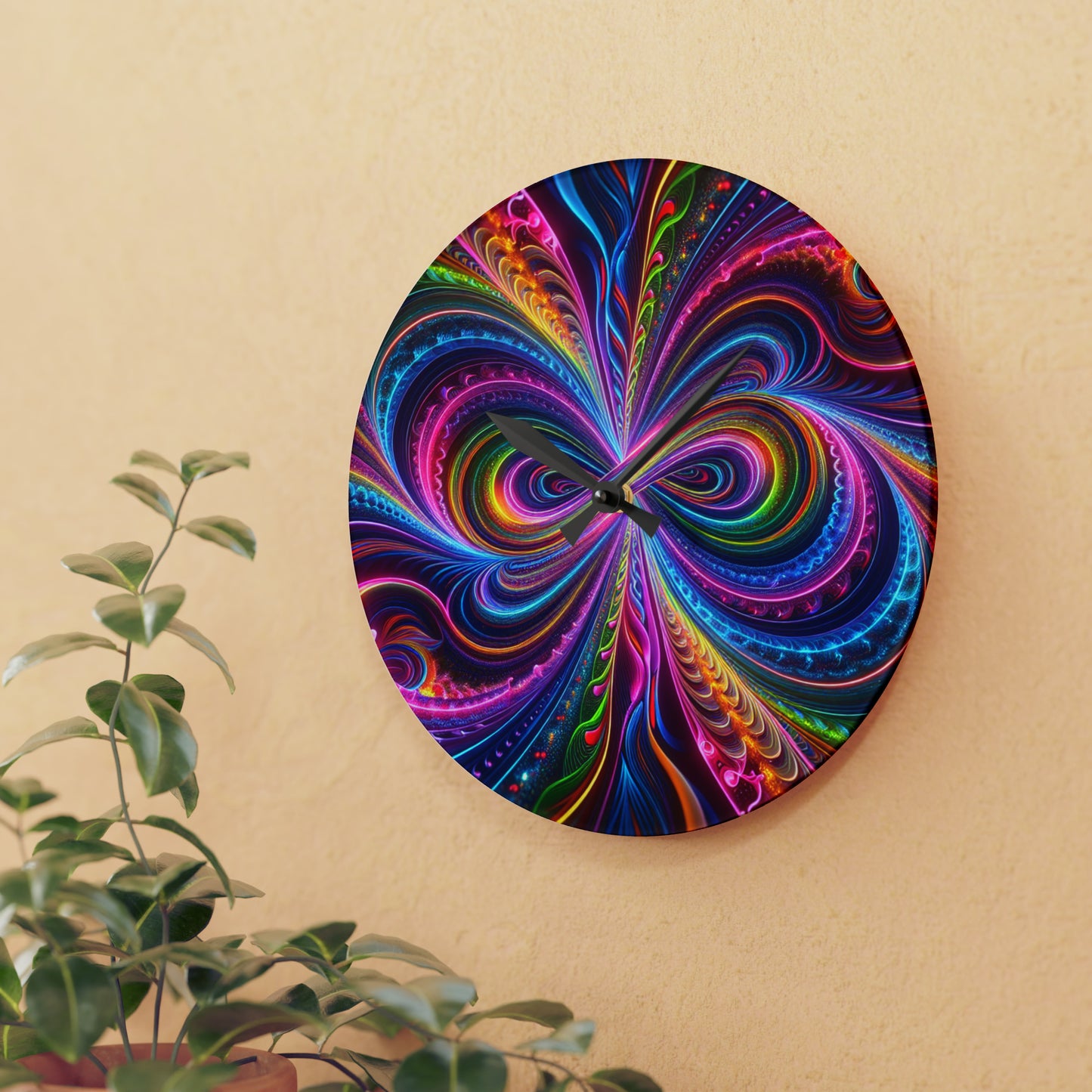 "Infinite Neon Bliss" Infinity Patterns Art Acrylic Clock