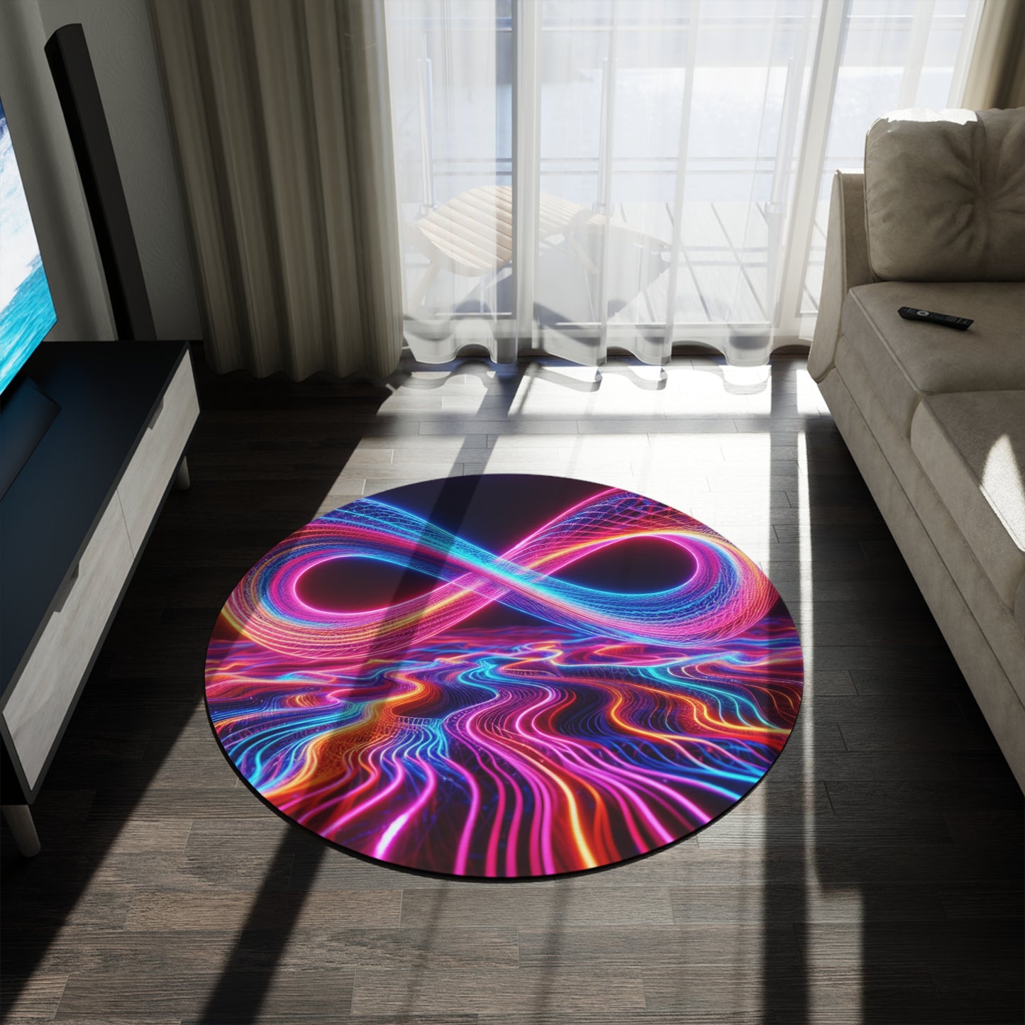 Starlit Mystic Vortex Infinity Patterns Round Rug