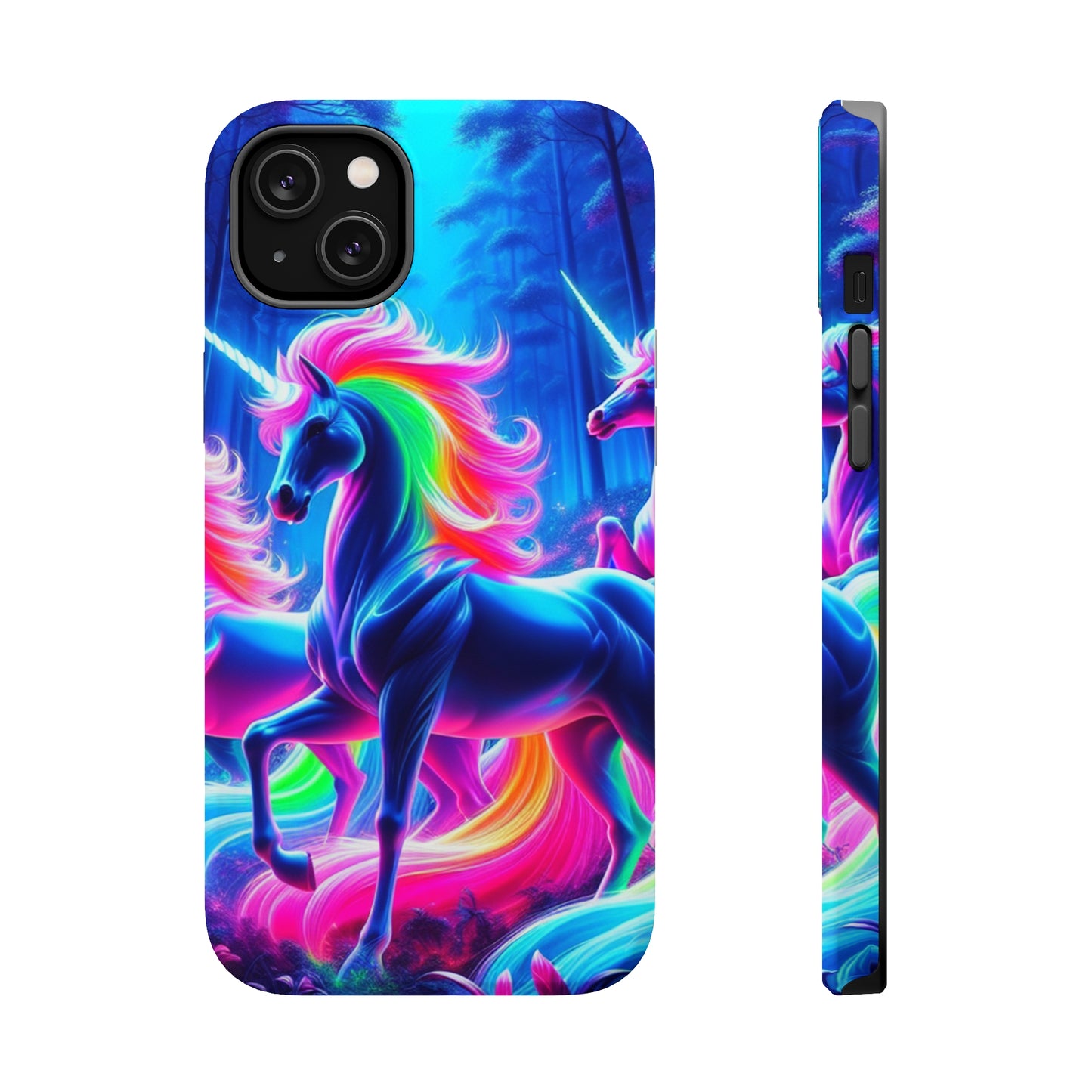 NeonNocturnals Neon Unicorns Premium Art Magsafe Magnet Tough IPhone 13 14 15 Pro Plus Max and Mini in Matte and Glossy Phone cases