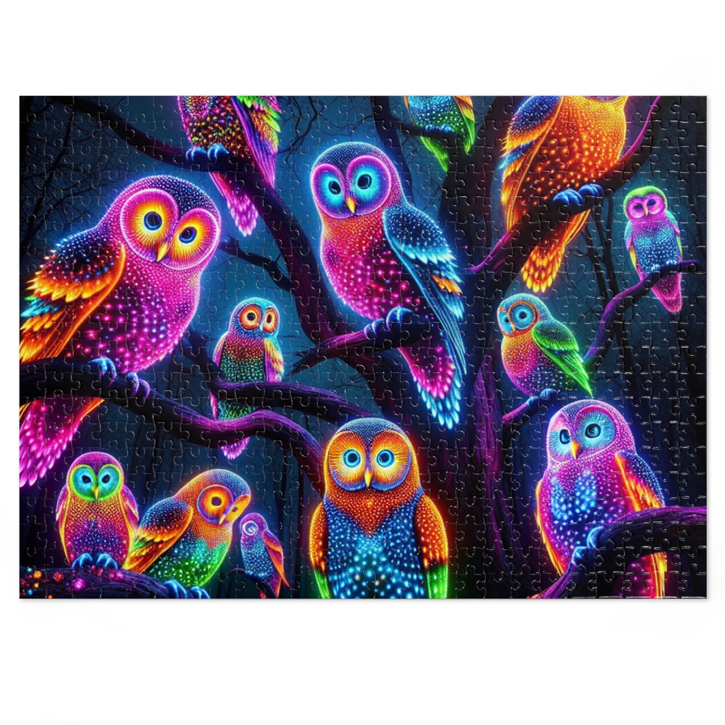 Neon Owlflock. - Neon Owls Puzzle