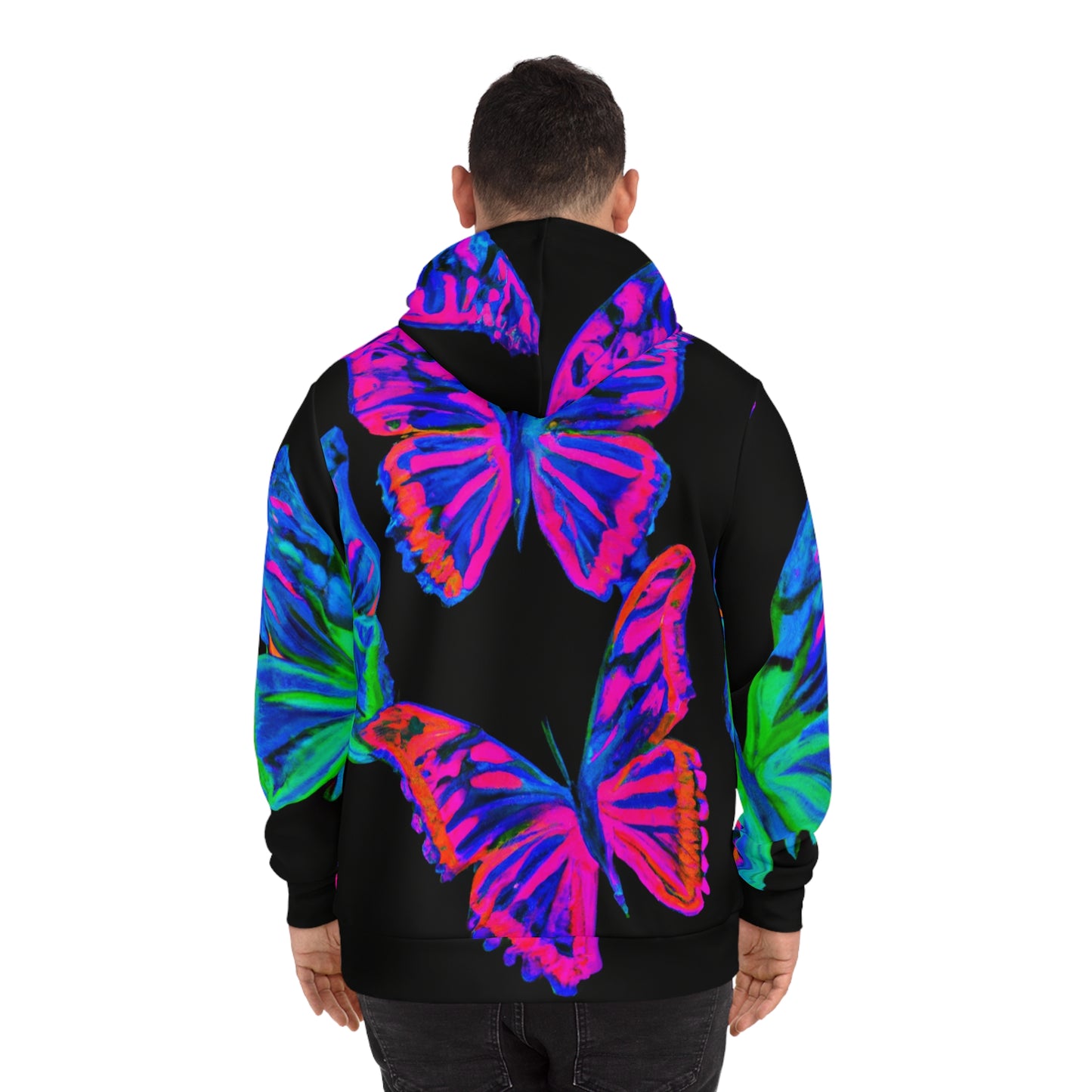 Neon Flutterby Frenzy - Butterflies AOP Hoodie