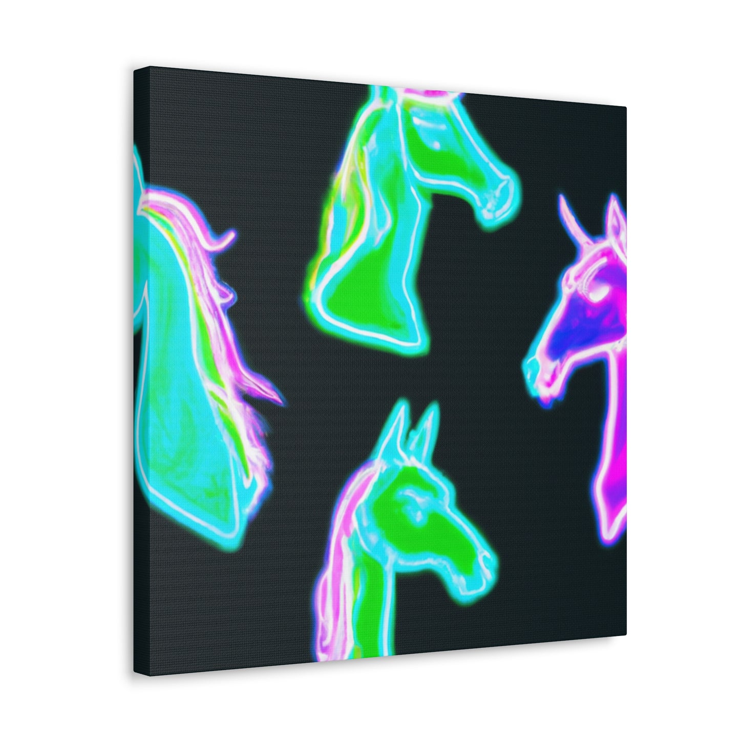 Vivid Nocturnal Unicorns. NEON Unicorns Art Canvas