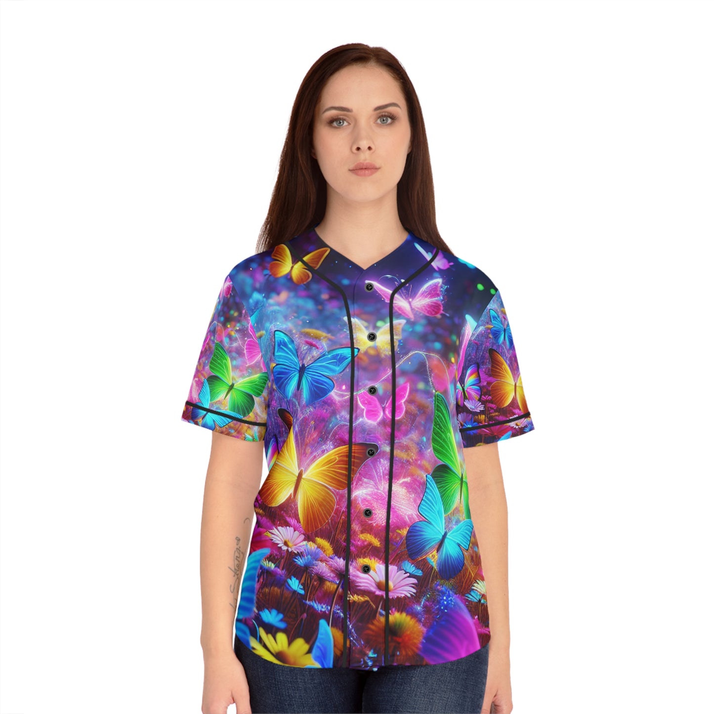 Neon Prismflutter. Neon Butterflies Womans Jersey