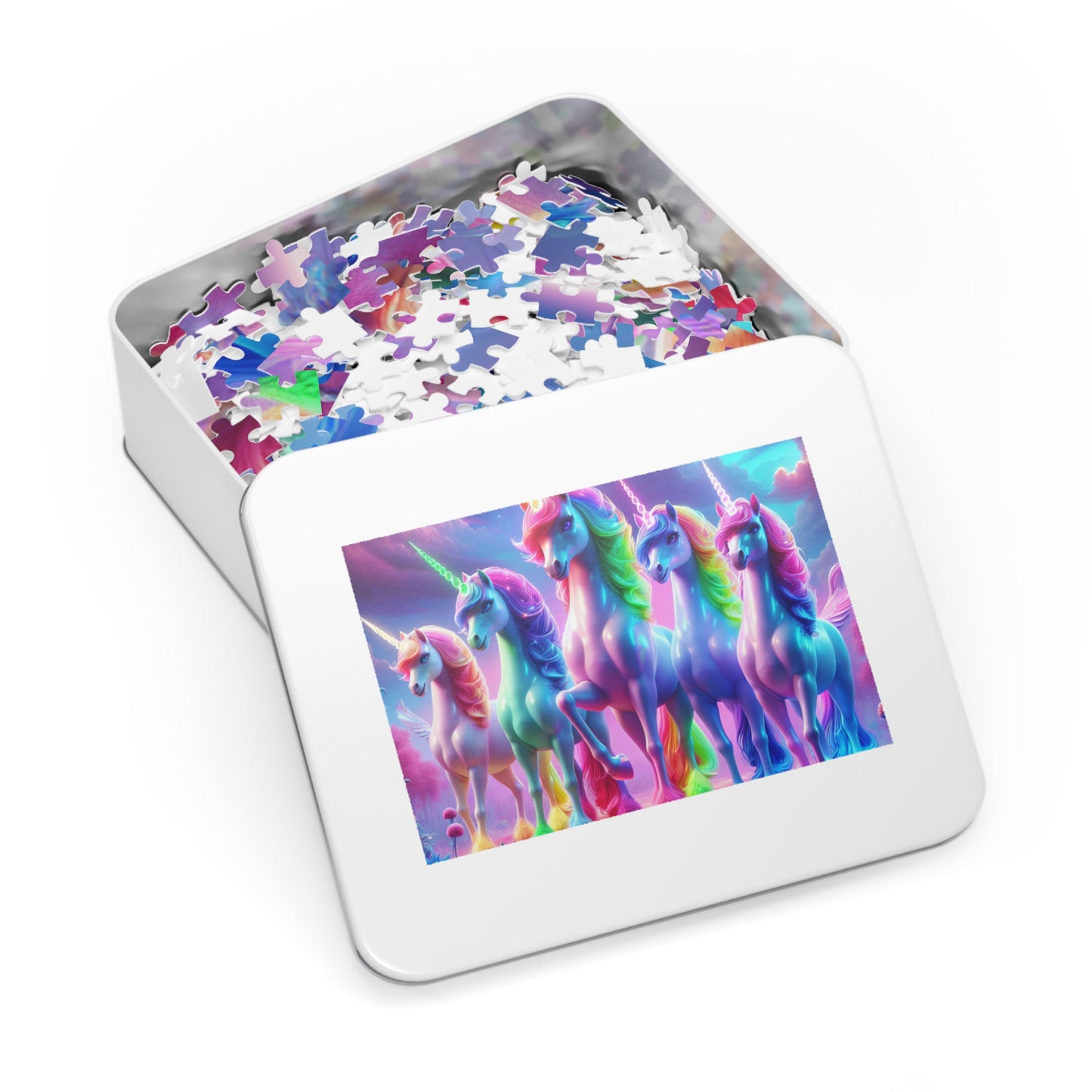 "Neon Herd" - Neon Unicorns Puzzle 30, 110, 252, and 1000 Pieces