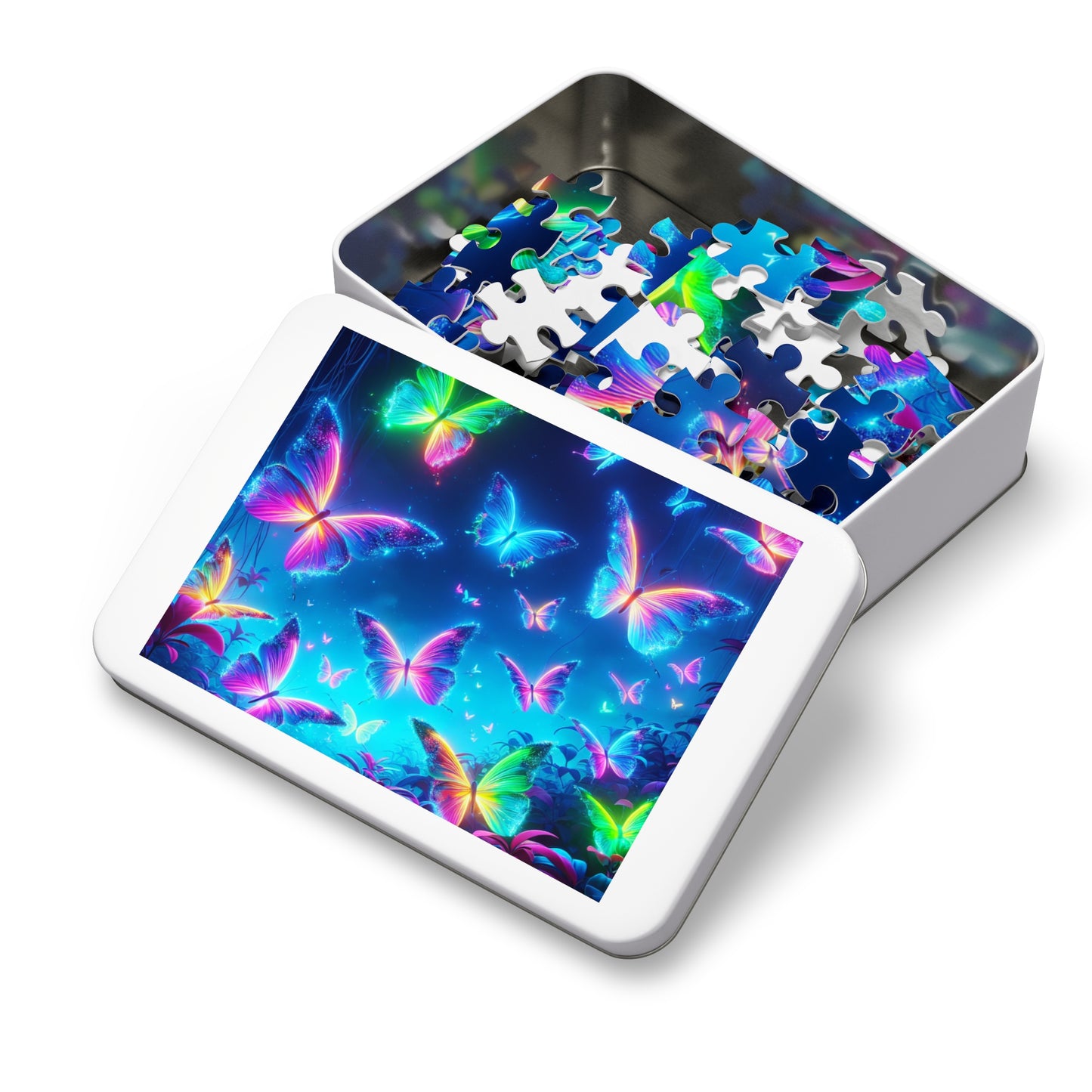 Neon Flight. - Neon Butterflies Puzzle30, 110, 252, and 1000 Pieces