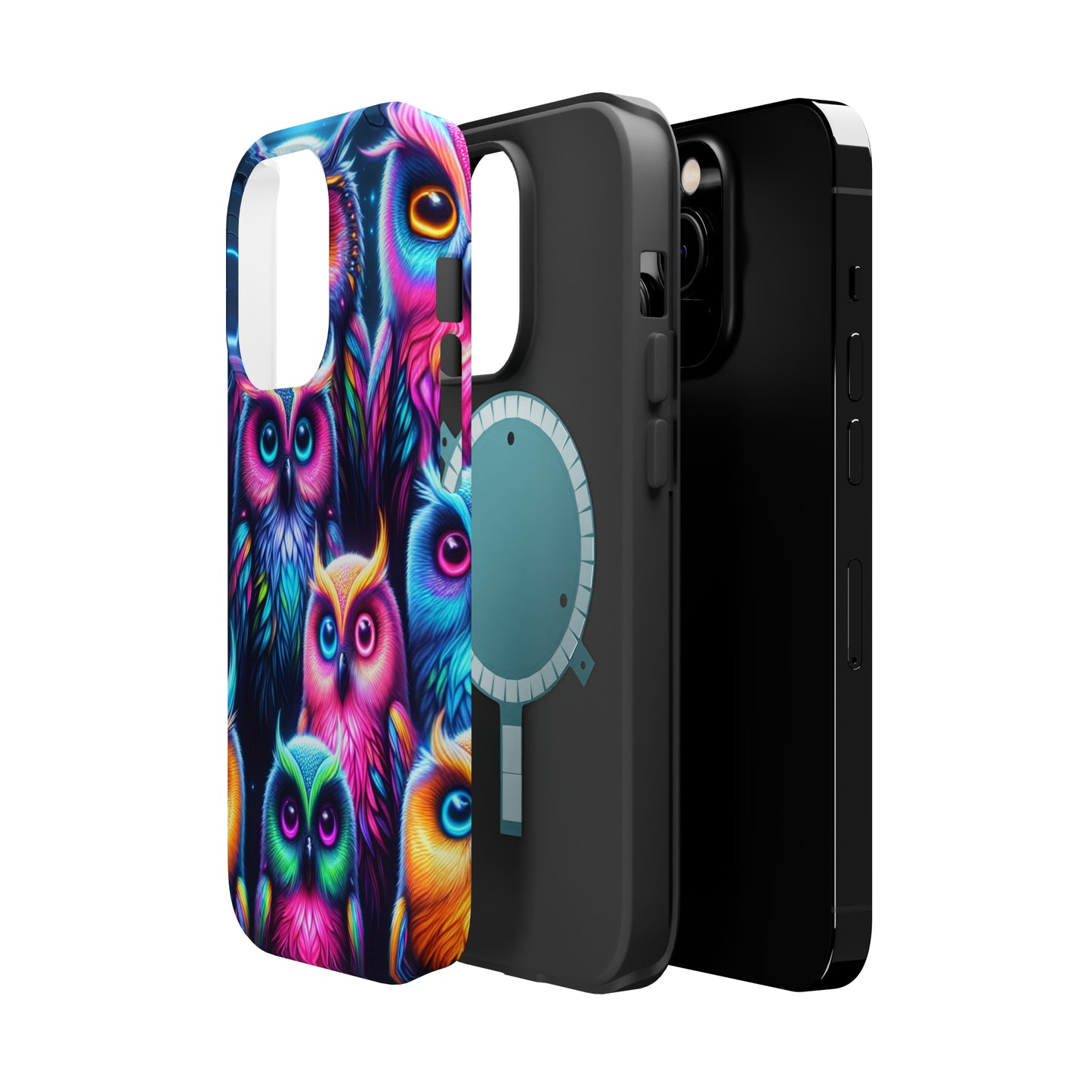 Neon Night Owls Neon Owls Premium Art Magsafe Magnet Tough IPhone 13 14 15 Pro Plus Max and Mini in Matte and Glossy Phone cases