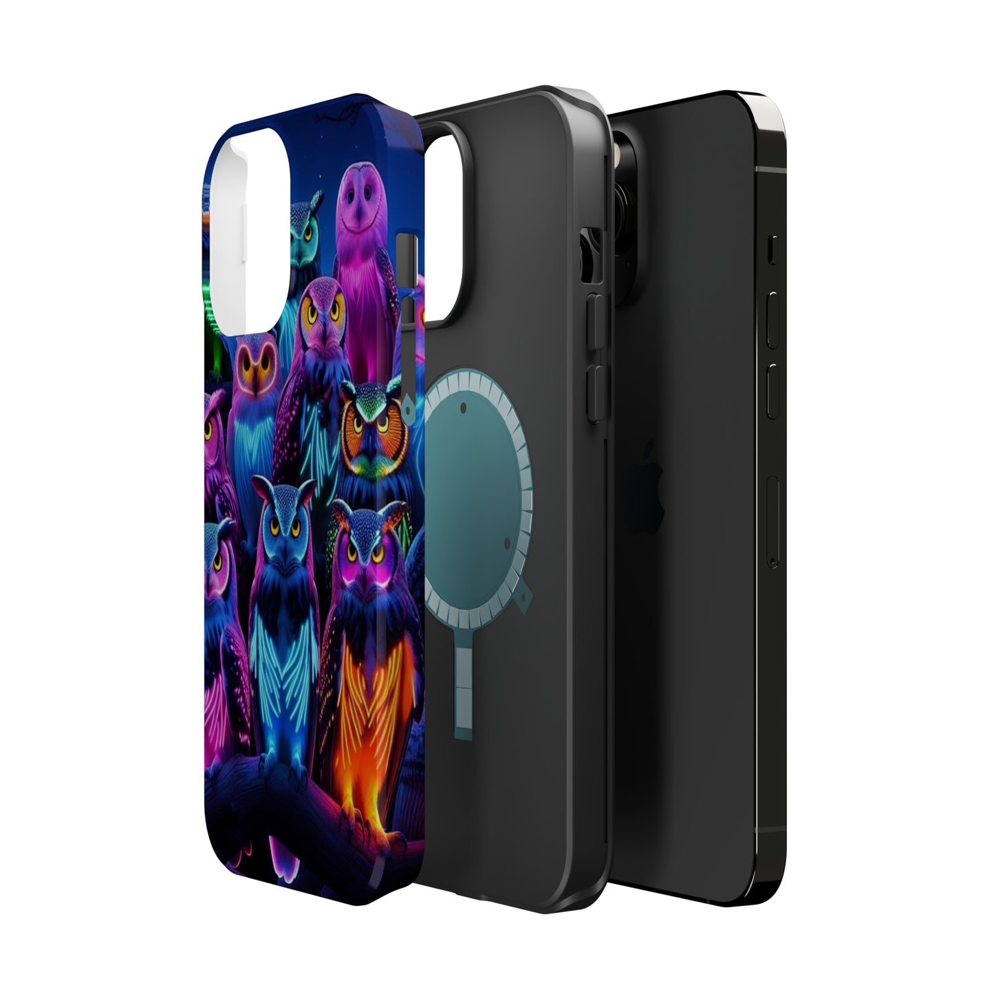Neon Nocturne Owls. Neon Owls Premium Art Magsafe Magnet Tough IPhone 13 14 15 Pro Plus Max and Mini in Matte and Glossy Phone cases