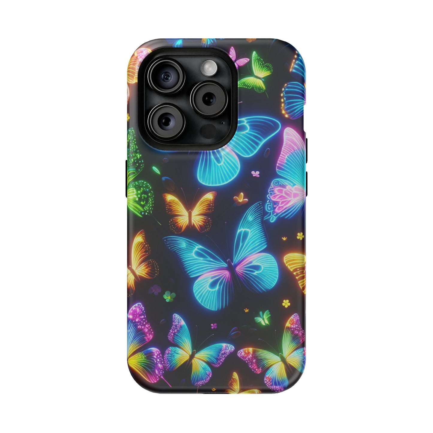 Luminous Butterfly Radiance Neon Butterflies Premium Art Magsafe Magnet Tough IPhone 13 14 15 Pro Plus Max and Mini in Matte and Glossy Phone cases