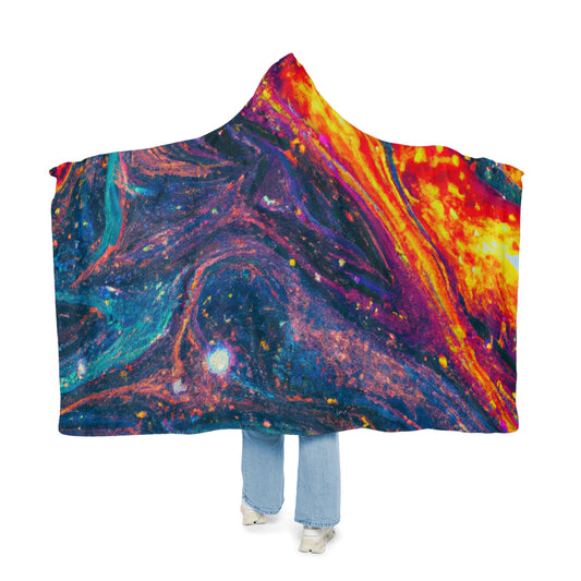 "Neon Digital Illusions" - NEON Infinity Patterns Art Hooded Snuggle Blanket