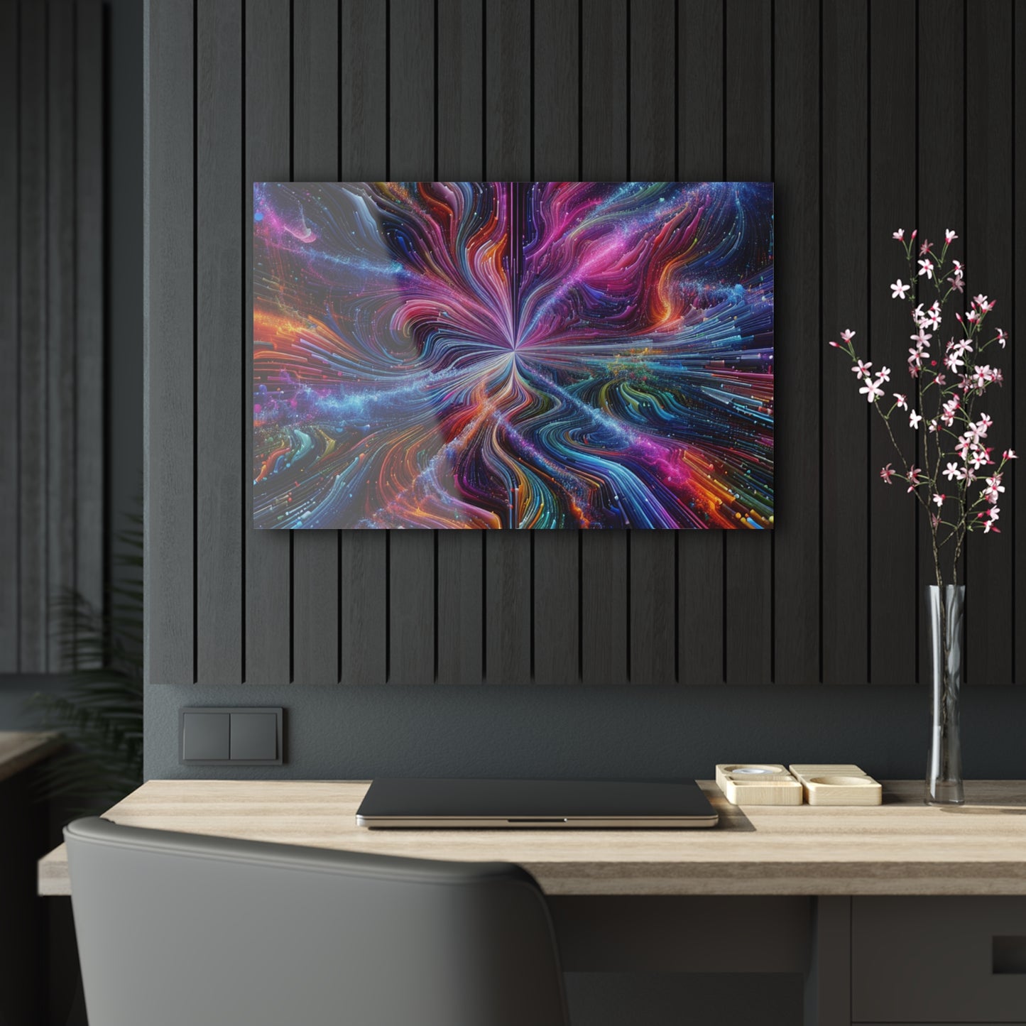 Cosmic Chromatic Splendor. Trippy infinity Pattern 1/4" Glossy Acrylic Art