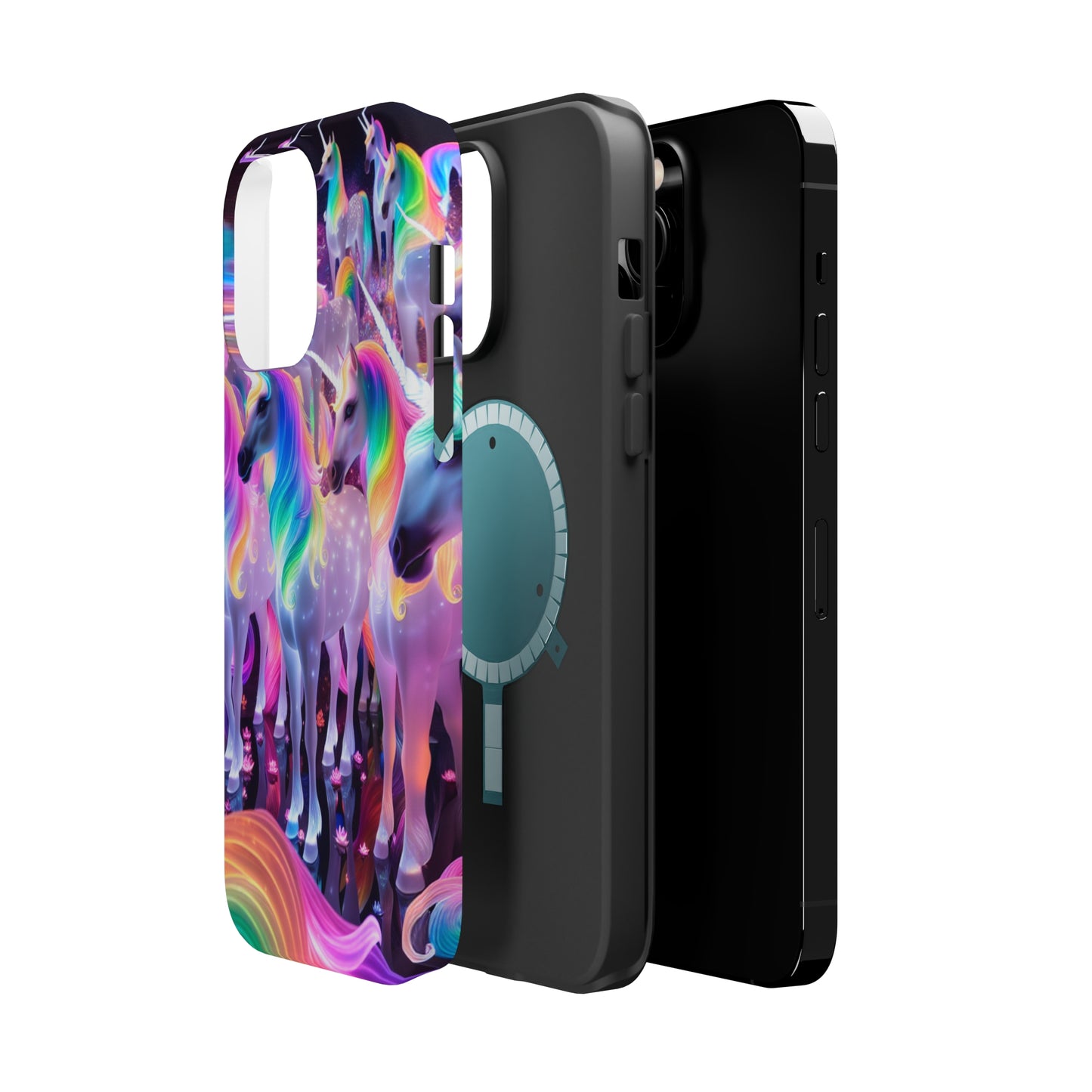Neon Wonderland Unicorns Neon Unicorns Premium Art Magsafe Magnet Tough IPhone 13 14 15 Pro Plus Max and Mini in Matte and Glossy Phone cases