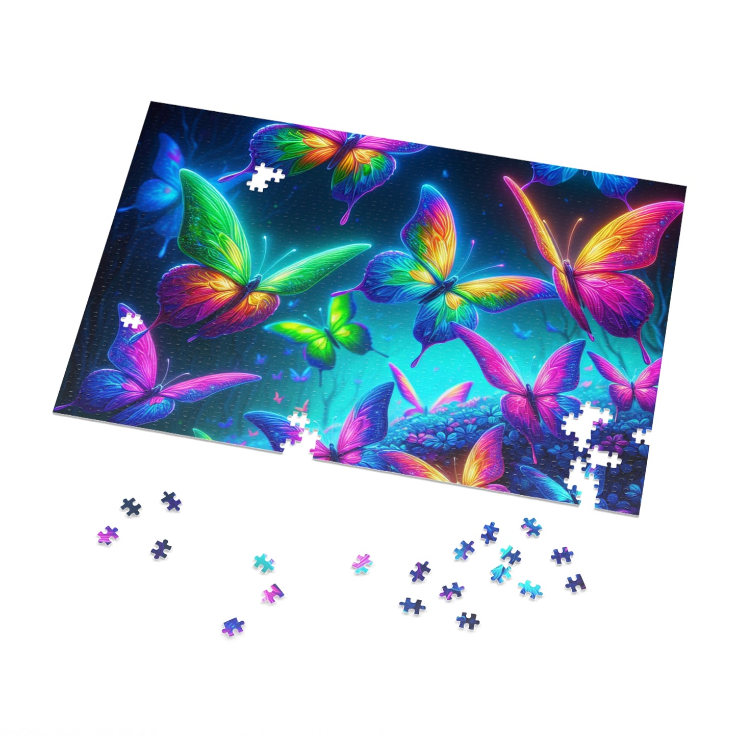 Neon Flutter. - Neon Butterflies Puzzle30, 110, 252, and 1000 Pieces