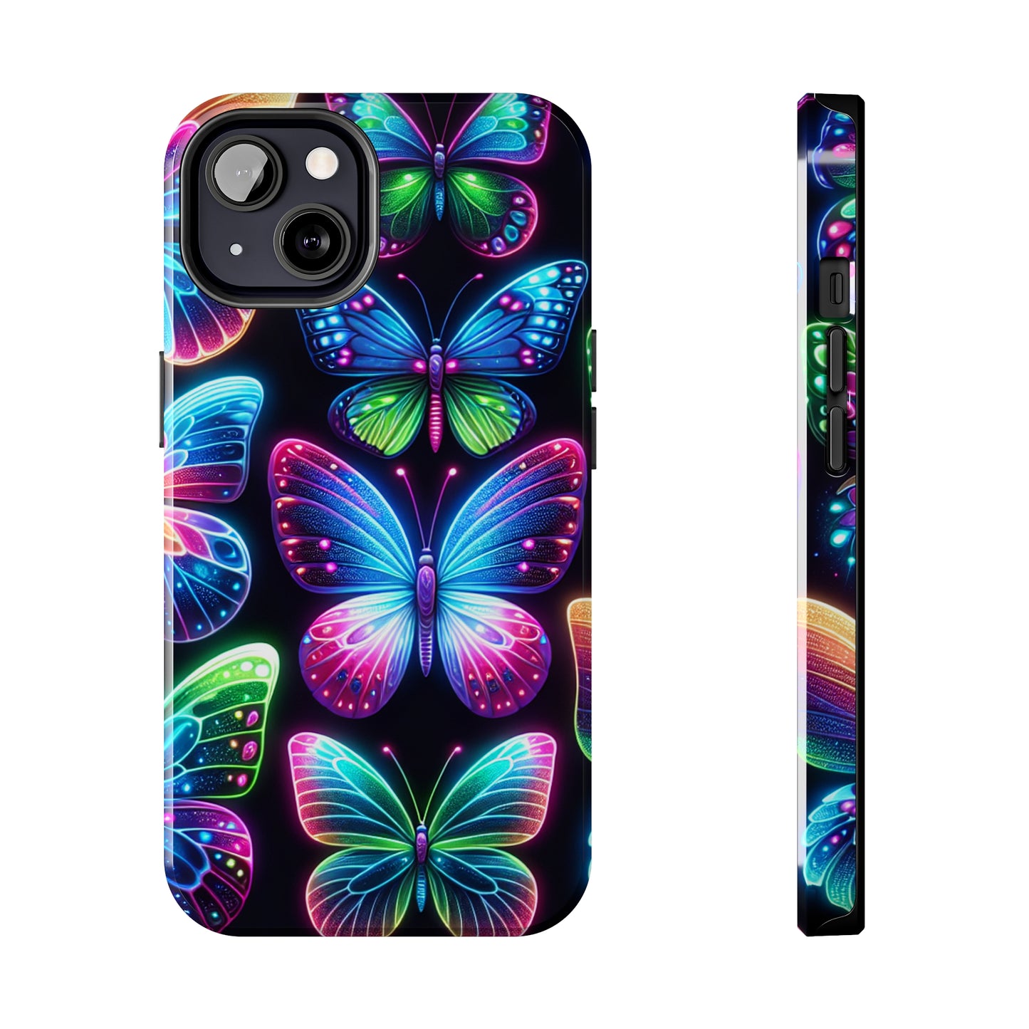"Dance of the Neon Butterflies" NEON Butterflies Tough Phone Case Iphone 6 7 8 9 10 11 12 13 14 SE X XR XS Pro Max Mini Plus