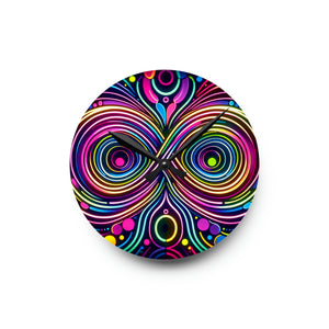 Vibrant Neon Infinity Spirograph. Infinity Patterns Art Acrylic Clock