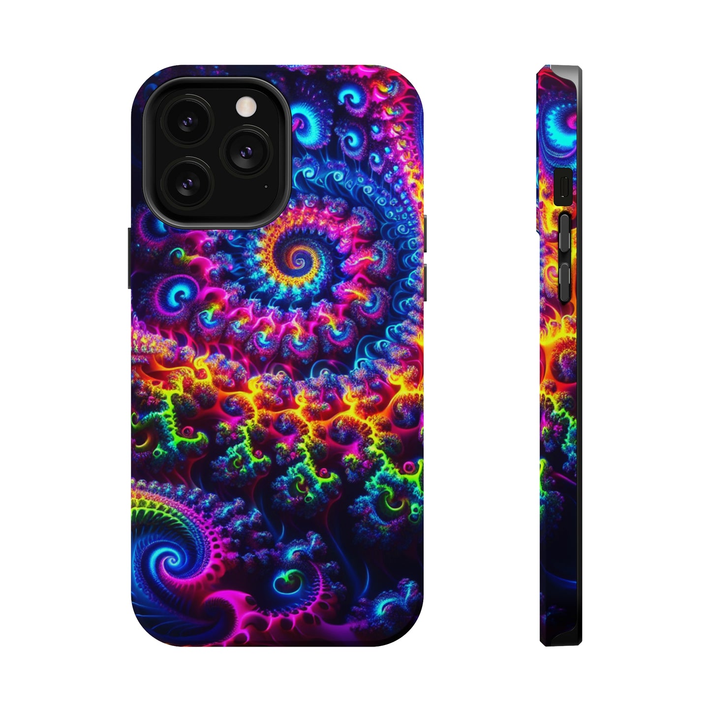 Twilight Infinyscape Neon Trippy Infinity Patterns Premium Art Magsafe Magnet Tough IPhone 13 14 15 Pro Plus Max and Mini in Matte and Glossy Phone cases