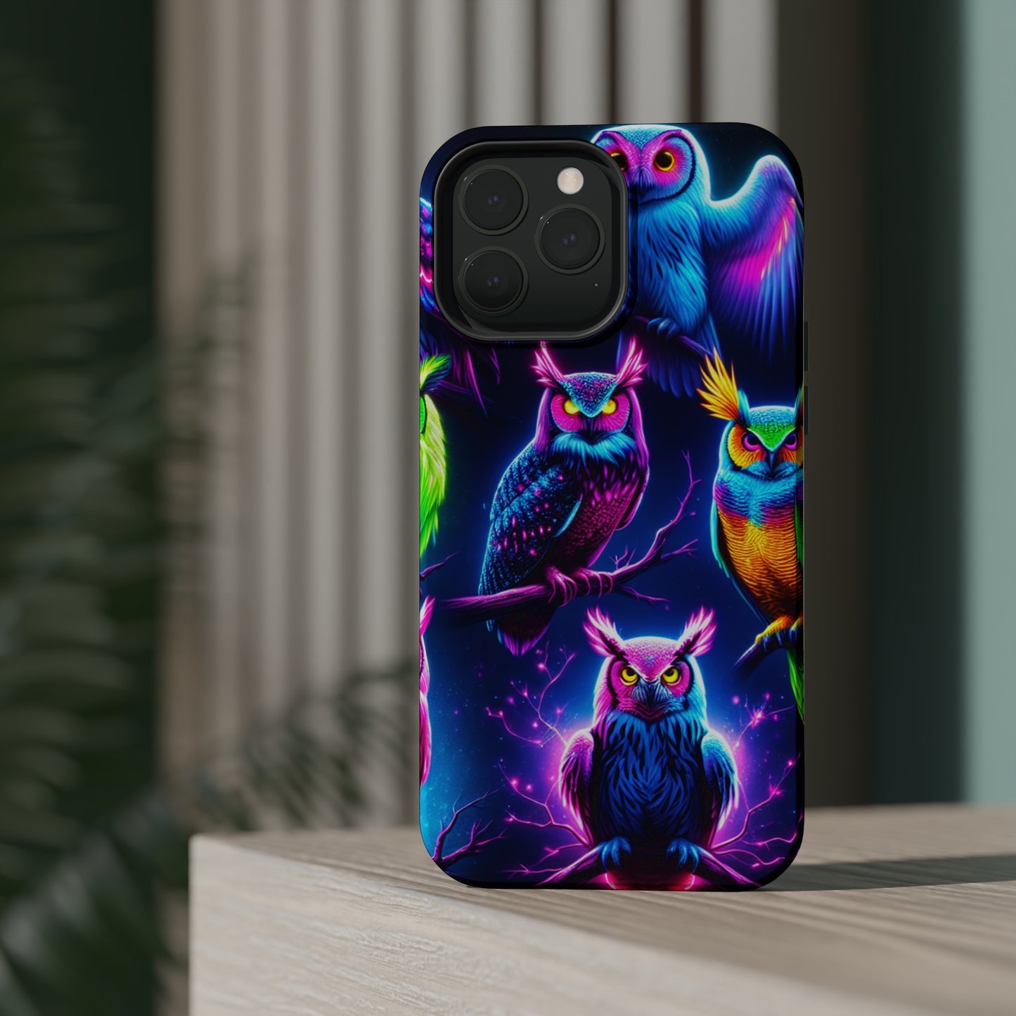 Neon Owlfection. Neon Owls Premium Art Magsafe Magnet Tough IPhone 13 14 15 Pro Plus Max and Mini in Matte and Glossy Phone cases