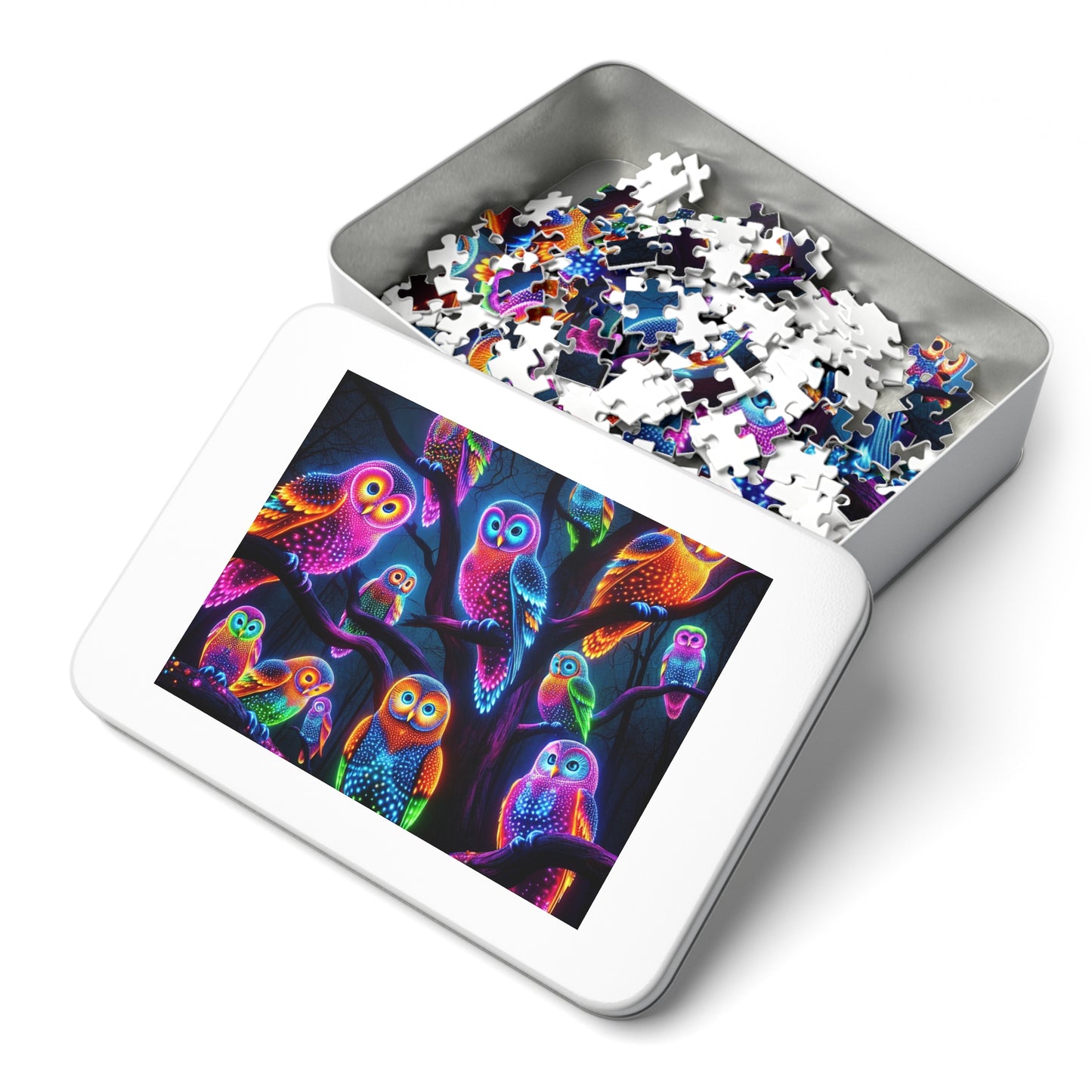 Neon Owlflock. - Neon Owls Puzzle