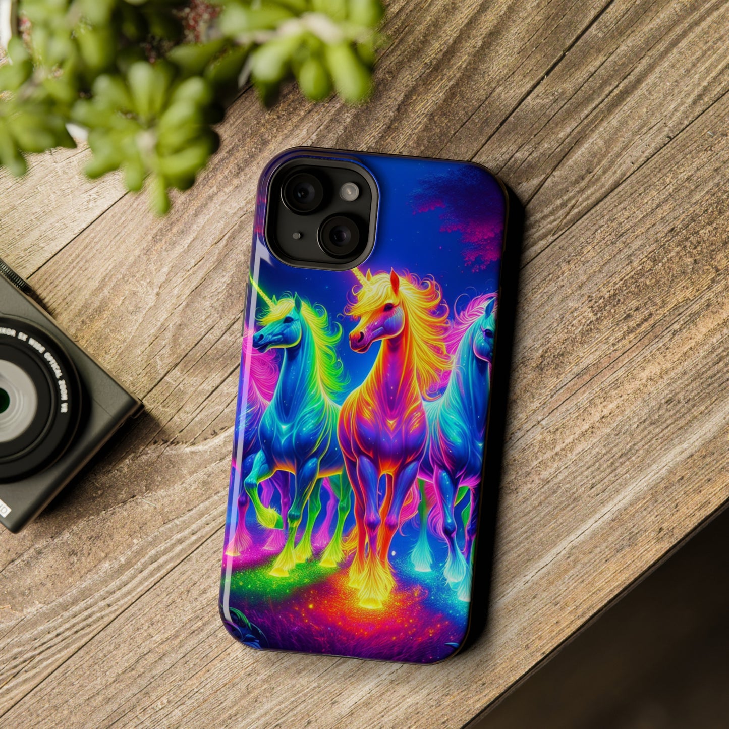 Neon Mystic Magicians Neon Unicorns Premium Art Magsafe Magnet Tough IPhone 13 14 15 Pro Plus Max and Mini in Matte and Glossy Phone cases